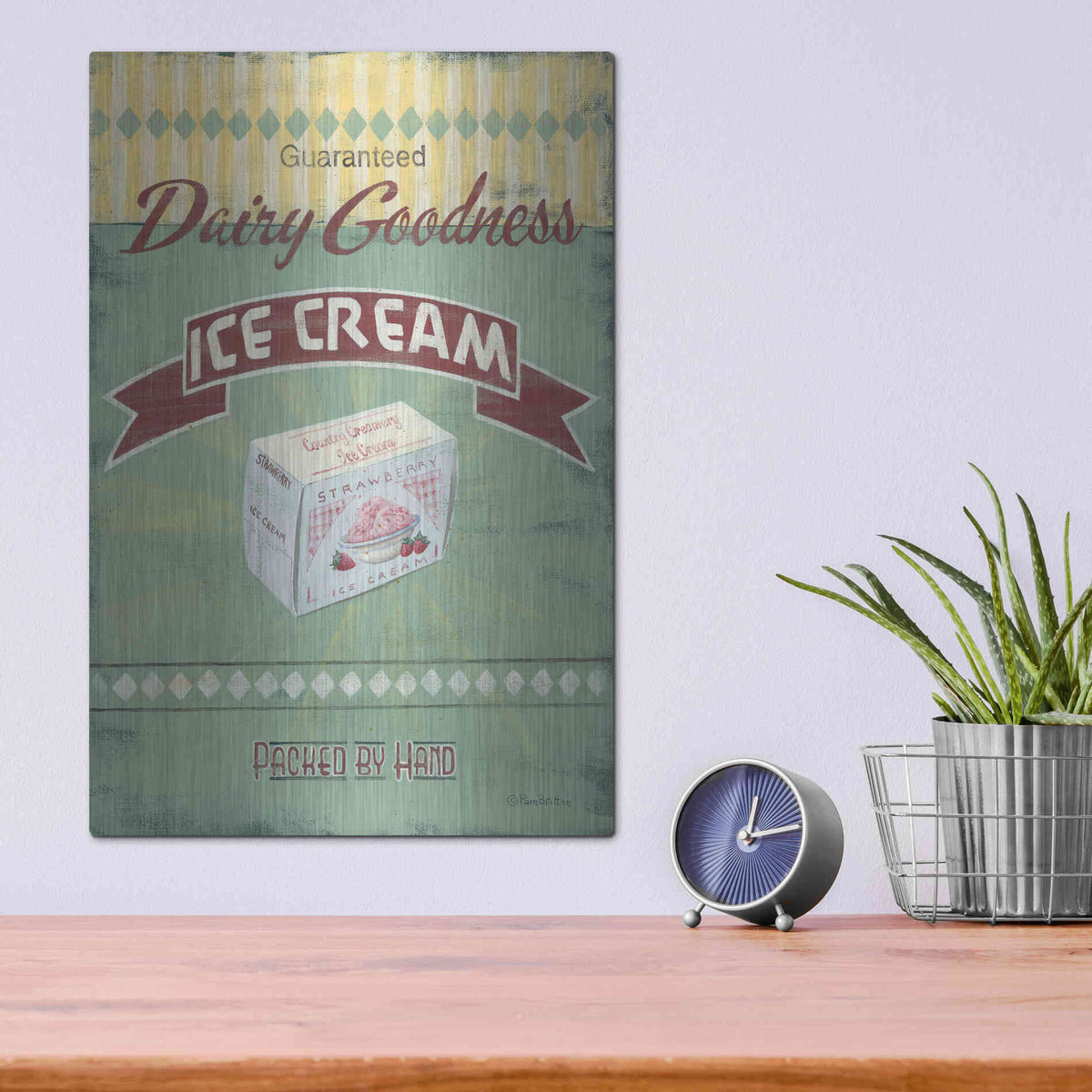 Luxe Metal Art 'Ice Cream' by Pam Britton, Metal Wall Art,12x16