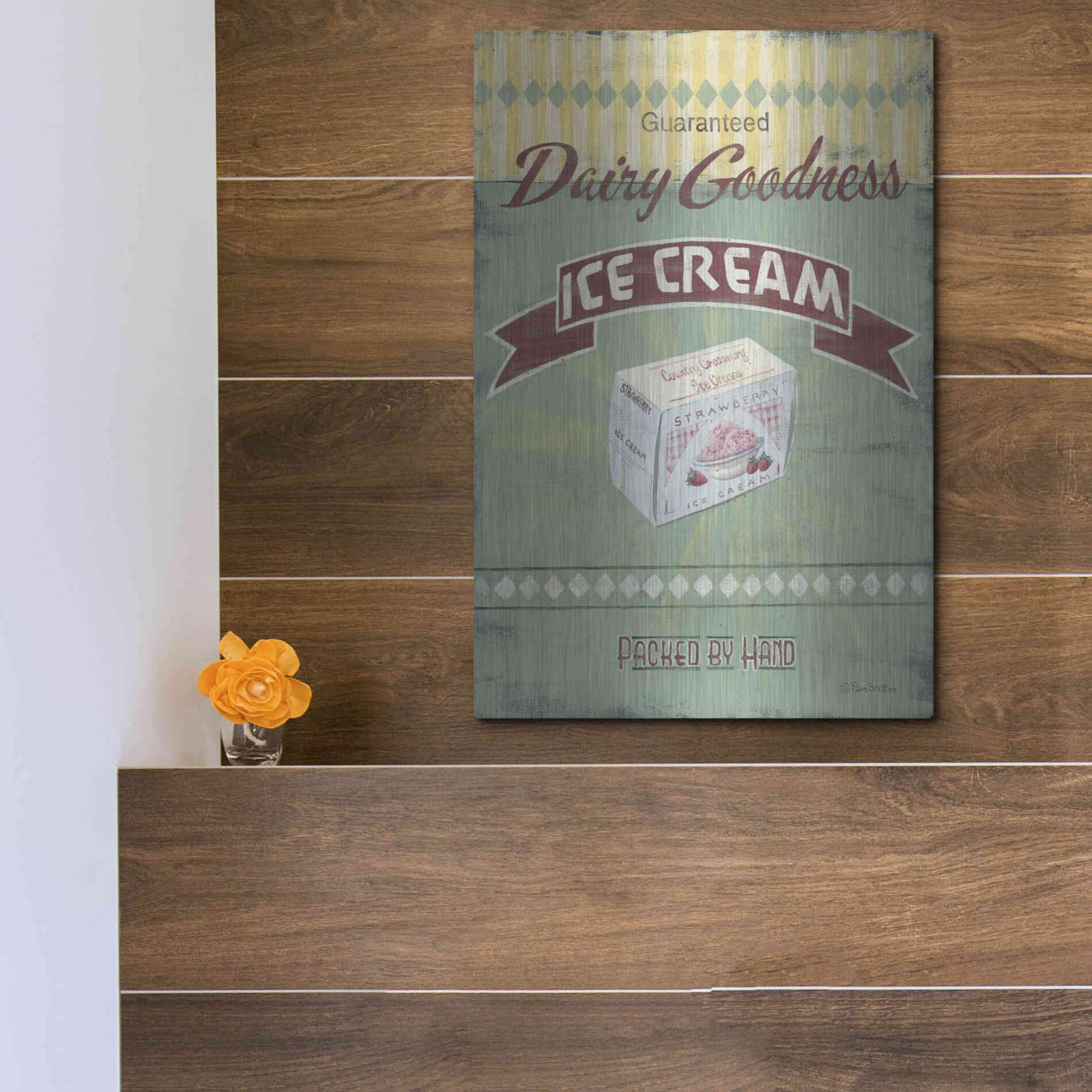 Luxe Metal Art 'Ice Cream' by Pam Britton, Metal Wall Art,12x16