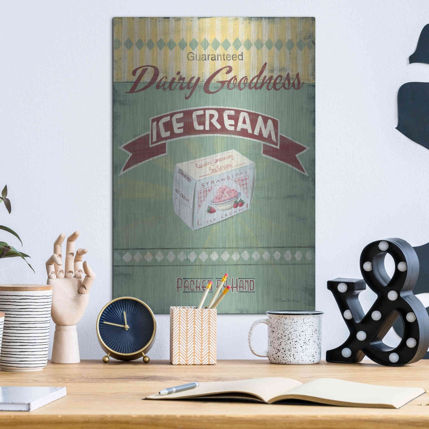 Luxe Metal Art 'Ice Cream' by Pam Britton, Metal Wall Art,12x16