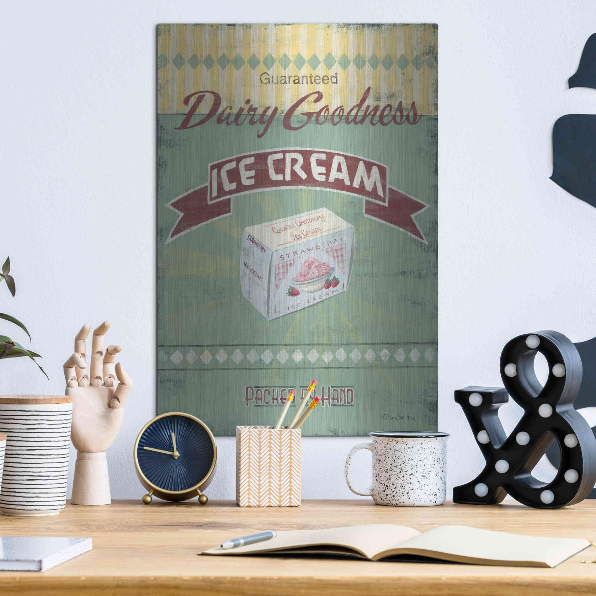 Luxe Metal Art 'Ice Cream' by Pam Britton, Metal Wall Art,12x16