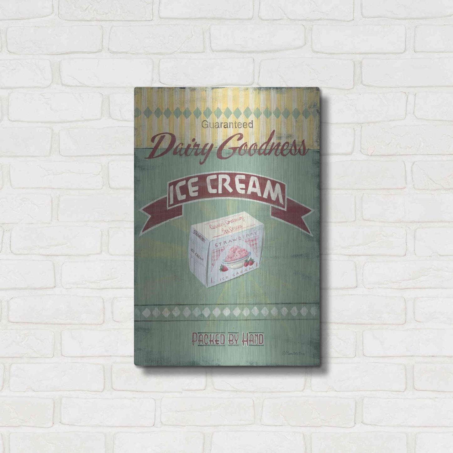 Luxe Metal Art 'Ice Cream' by Pam Britton, Metal Wall Art,16x24