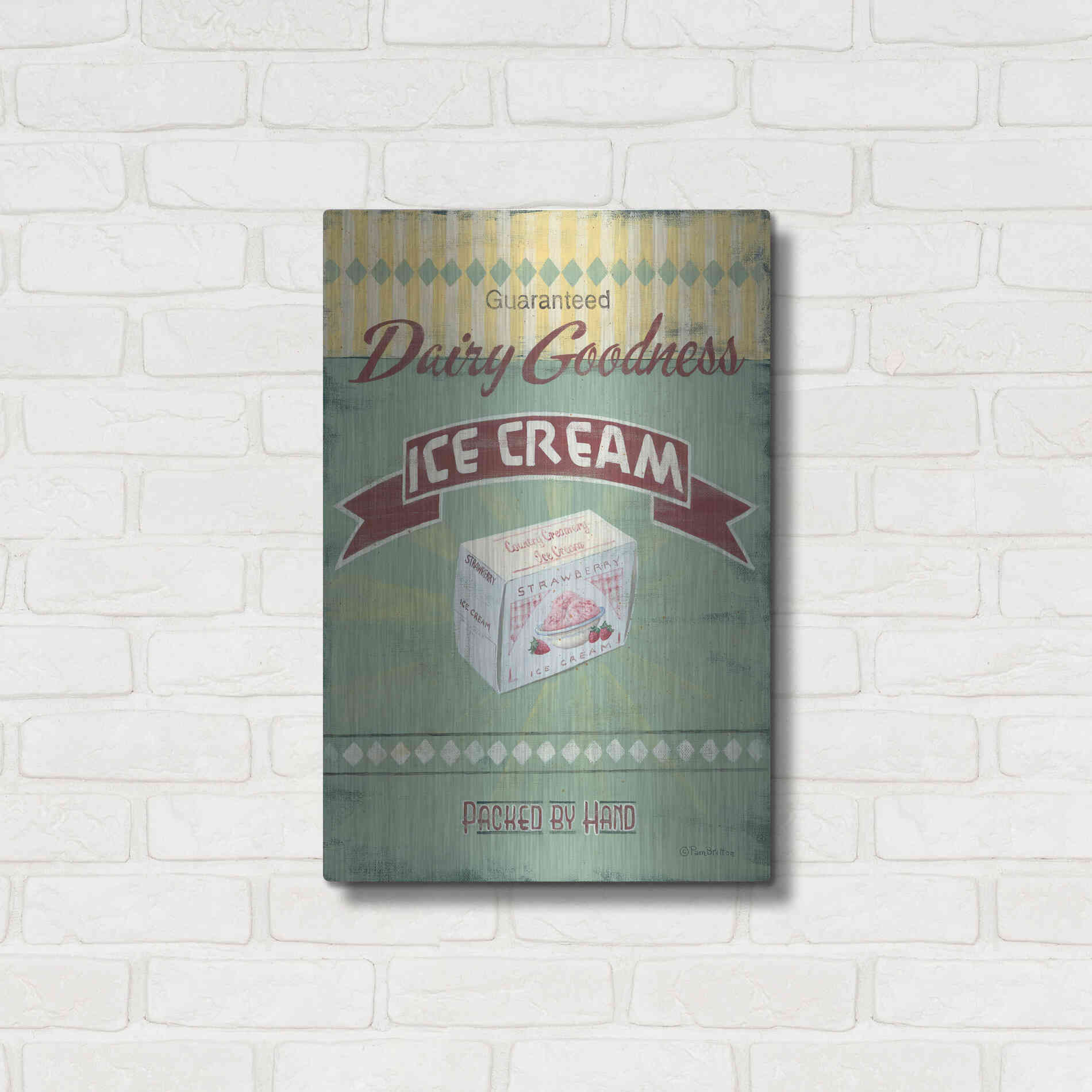 Luxe Metal Art 'Ice Cream' by Pam Britton, Metal Wall Art,16x24