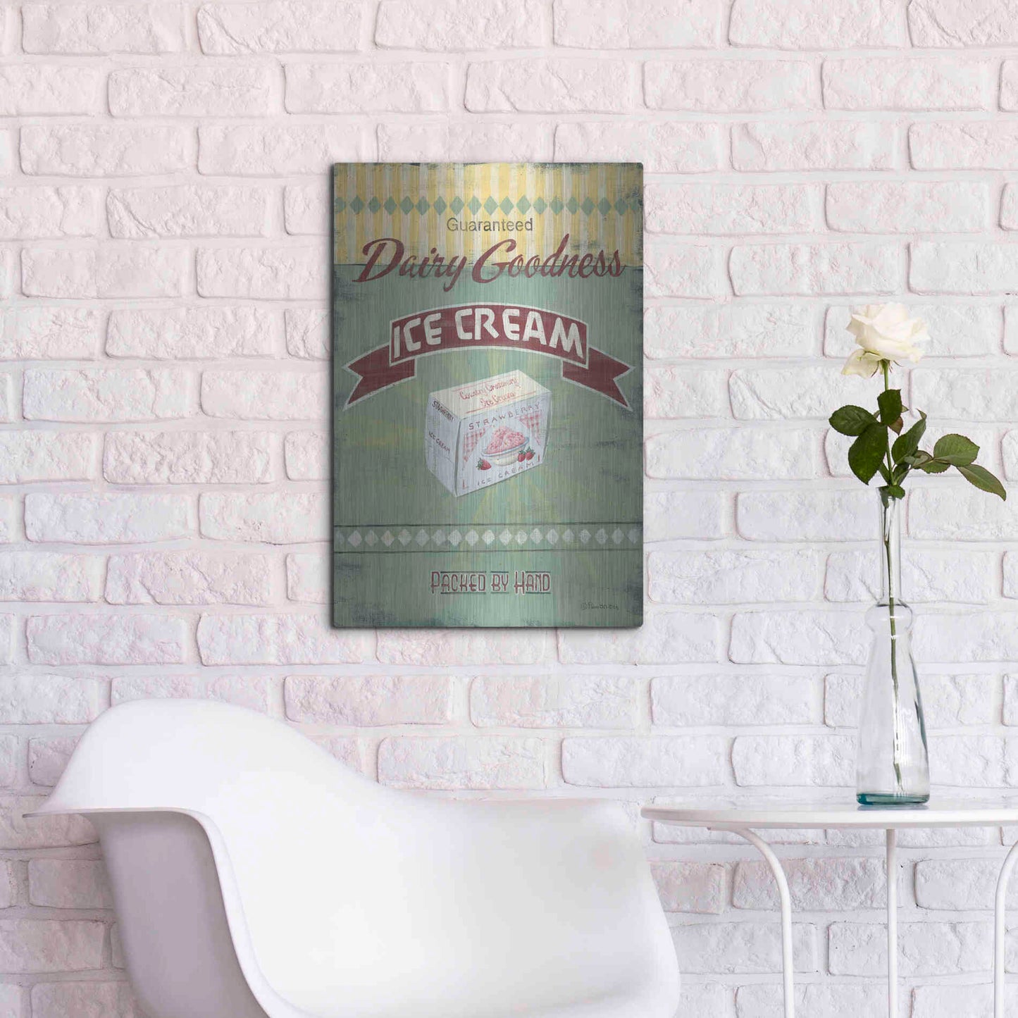 Luxe Metal Art 'Ice Cream' by Pam Britton, Metal Wall Art,16x24