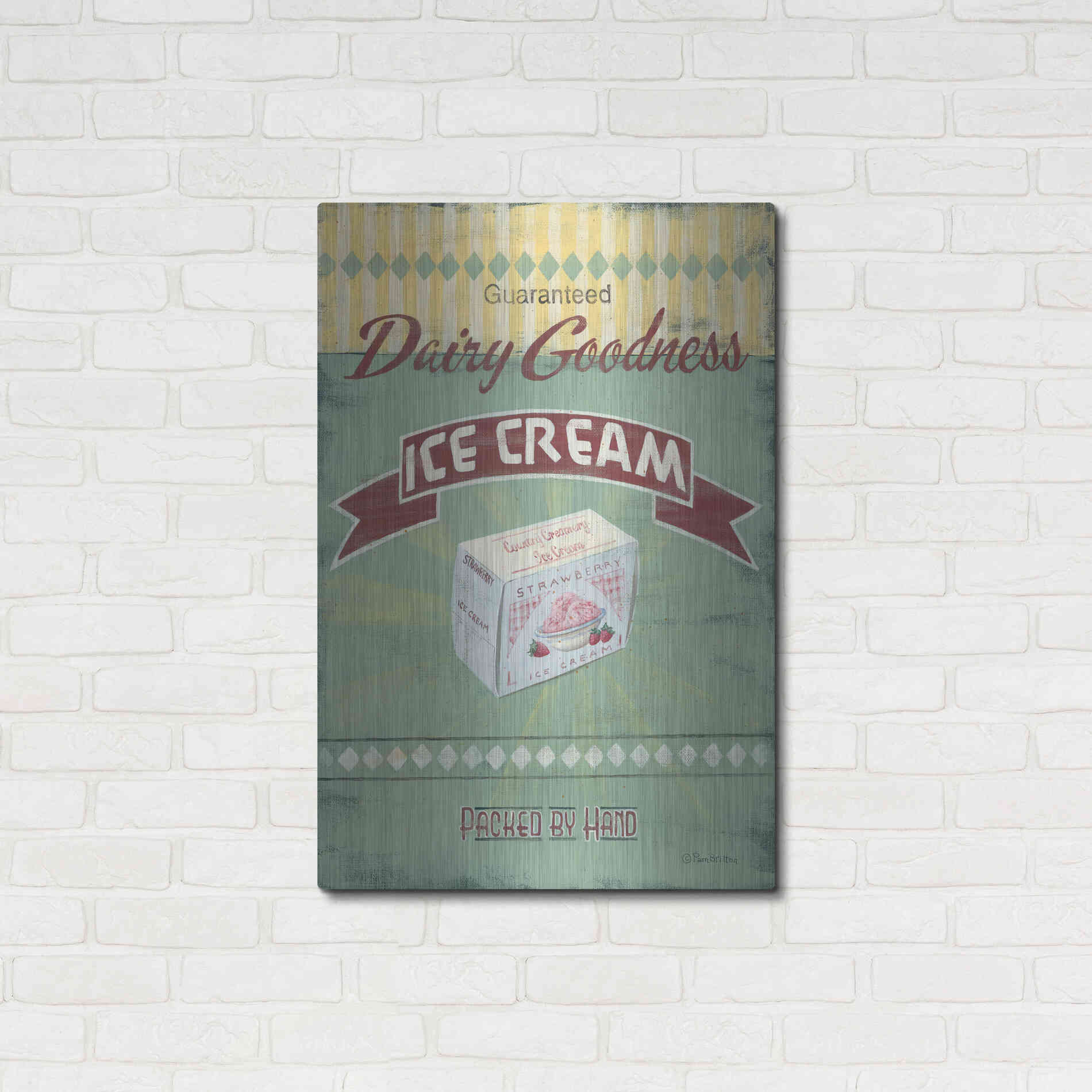 Luxe Metal Art 'Ice Cream' by Pam Britton, Metal Wall Art,24x36