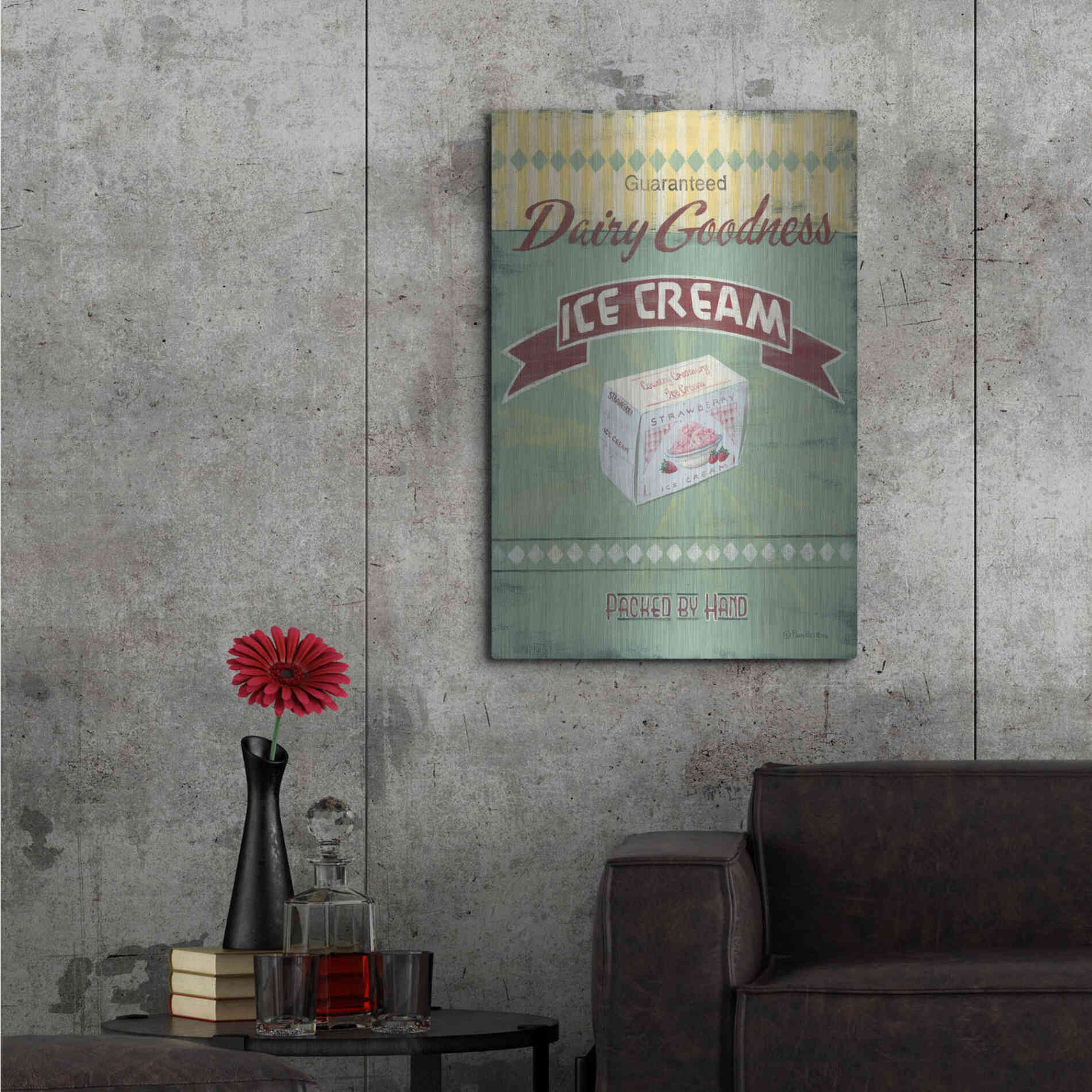 Luxe Metal Art 'Ice Cream' by Pam Britton, Metal Wall Art,24x36