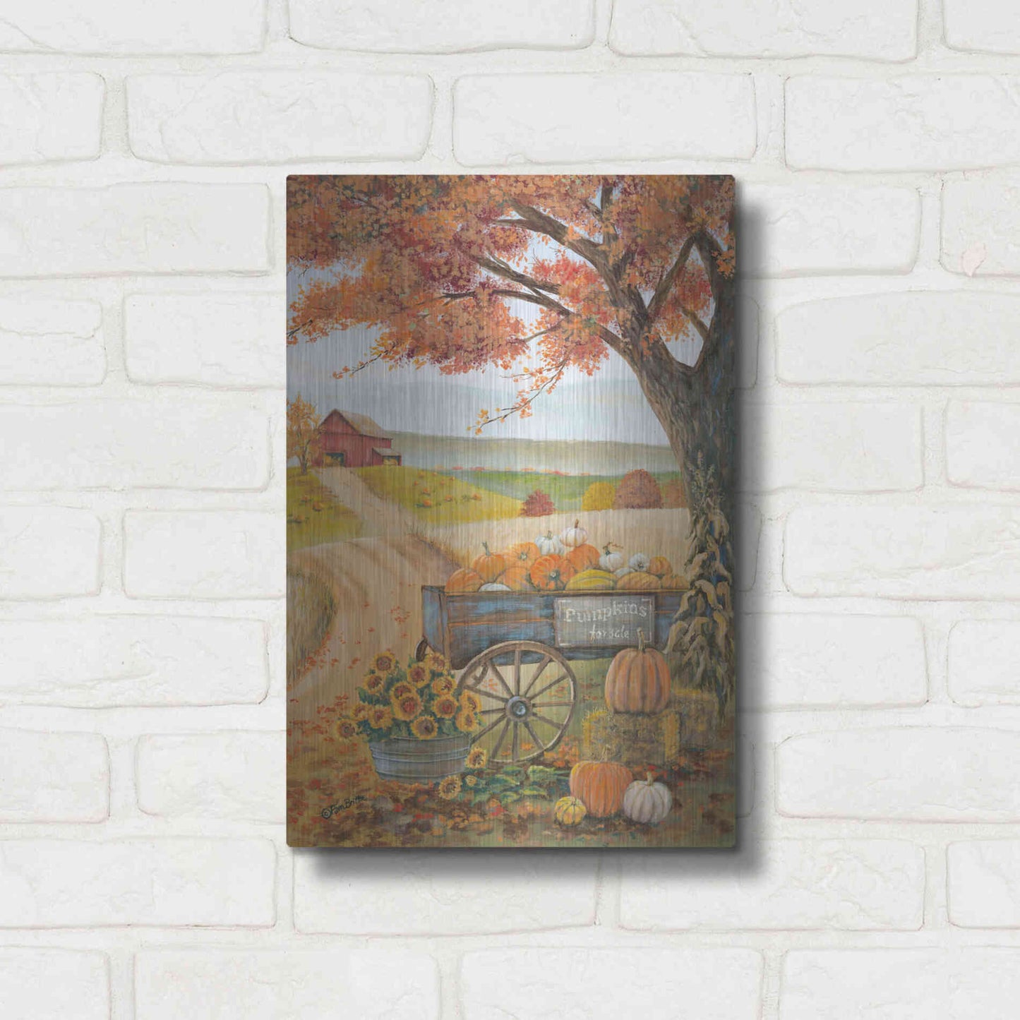 Luxe Metal Art 'Harvest Pumpkins' by Pam Britton, Metal Wall Art,12x16