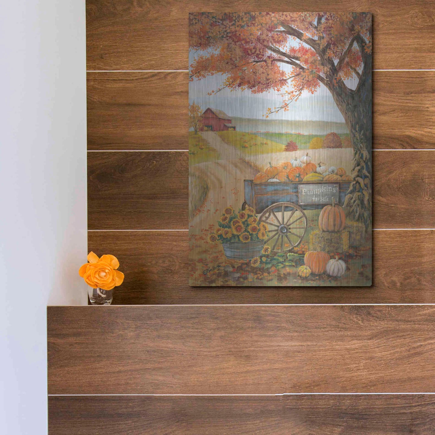 Luxe Metal Art 'Harvest Pumpkins' by Pam Britton, Metal Wall Art,12x16