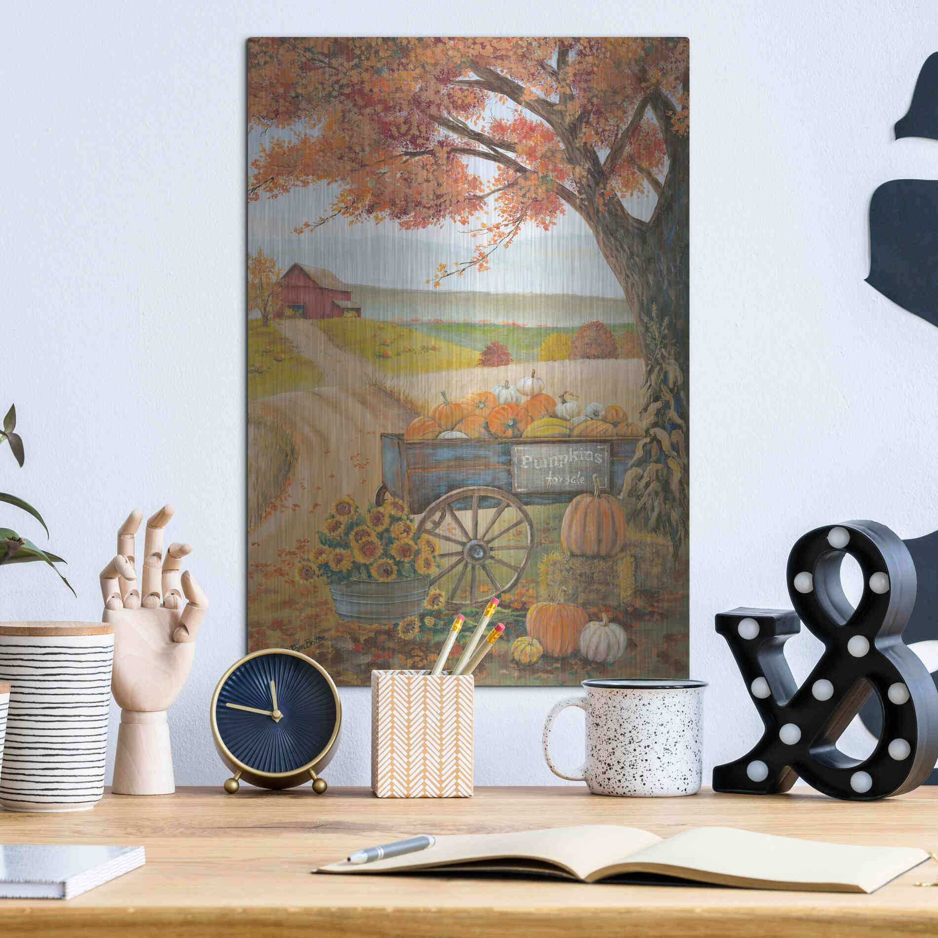 Luxe Metal Art 'Harvest Pumpkins' by Pam Britton, Metal Wall Art,12x16