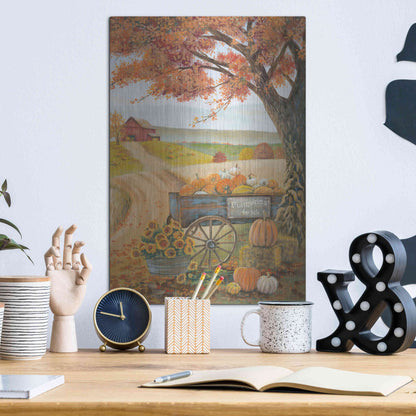 Luxe Metal Art 'Harvest Pumpkins' by Pam Britton, Metal Wall Art,12x16