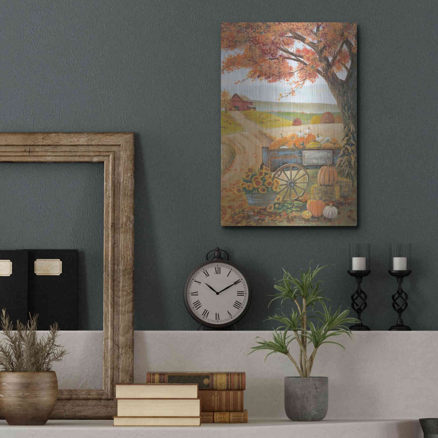 Luxe Metal Art 'Harvest Pumpkins' by Pam Britton, Metal Wall Art,12x16