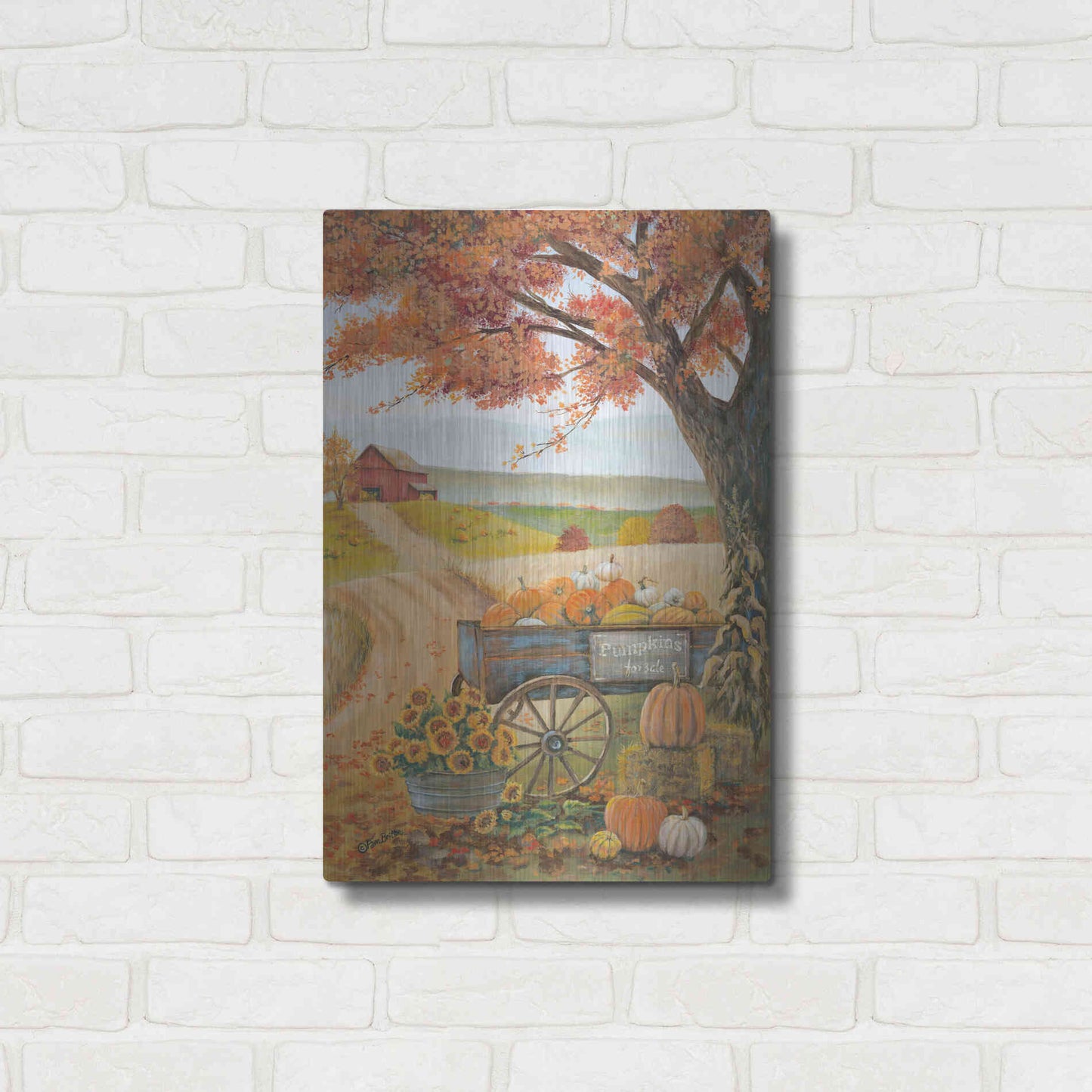 Luxe Metal Art 'Harvest Pumpkins' by Pam Britton, Metal Wall Art,16x24