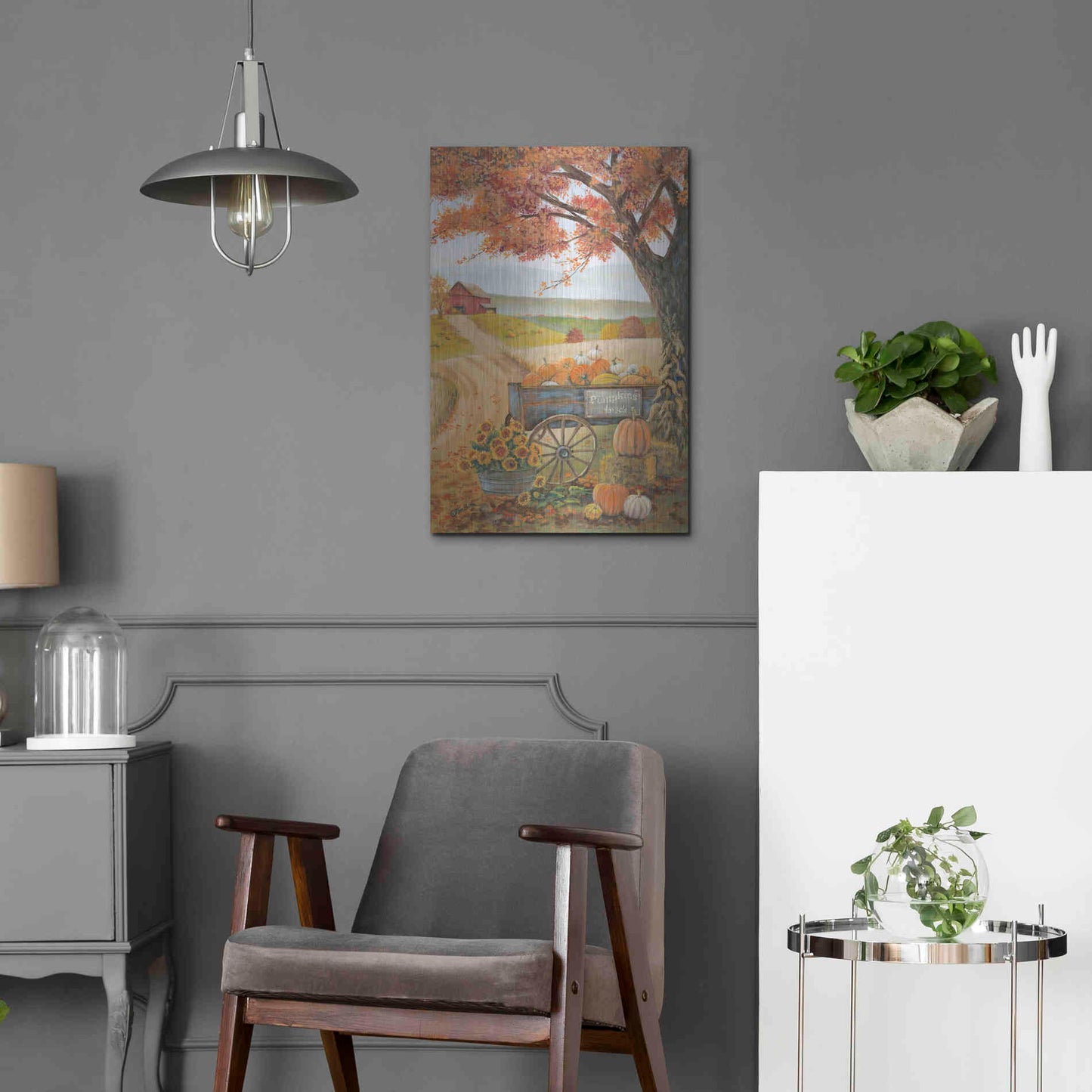 Luxe Metal Art 'Harvest Pumpkins' by Pam Britton, Metal Wall Art,16x24
