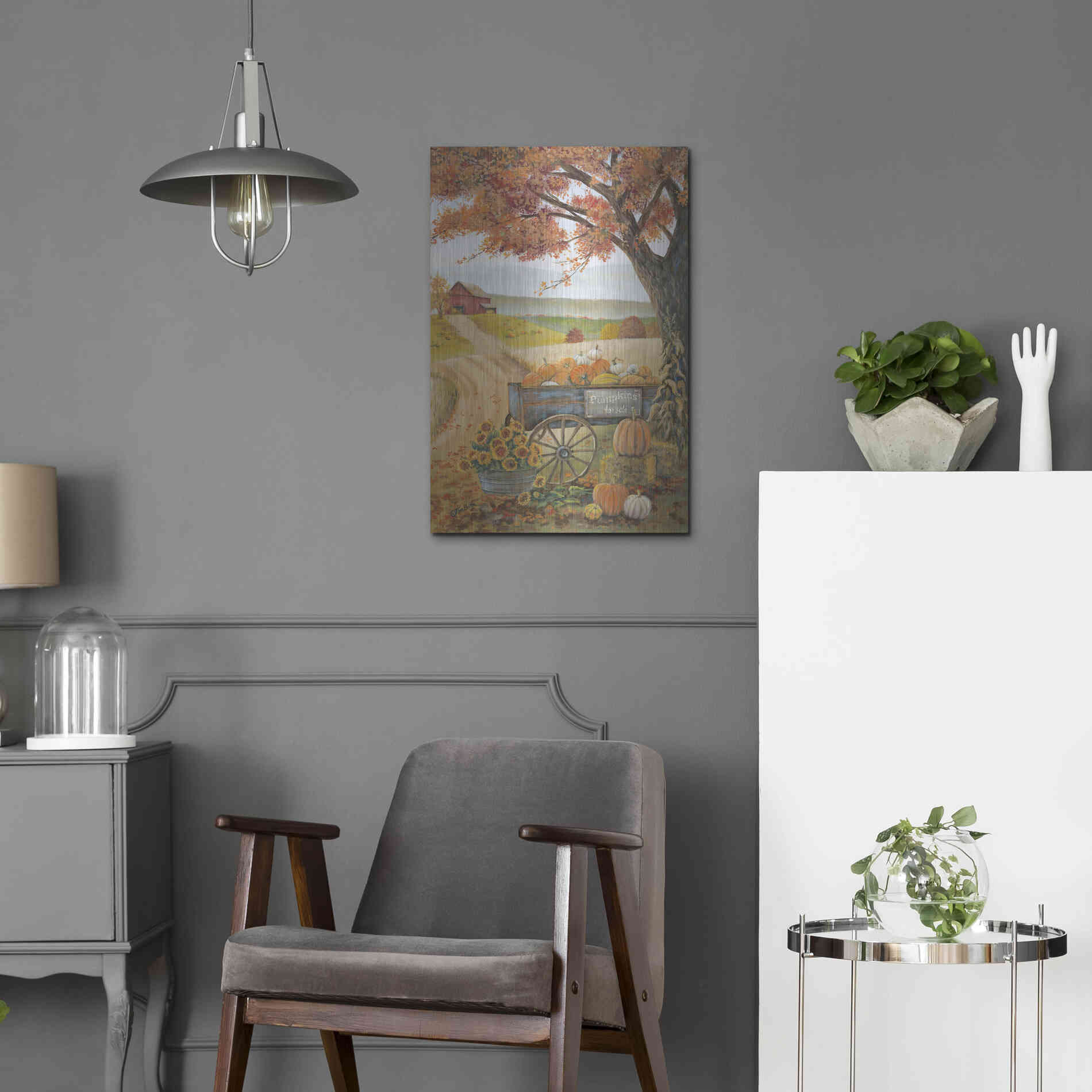 Luxe Metal Art 'Harvest Pumpkins' by Pam Britton, Metal Wall Art,16x24