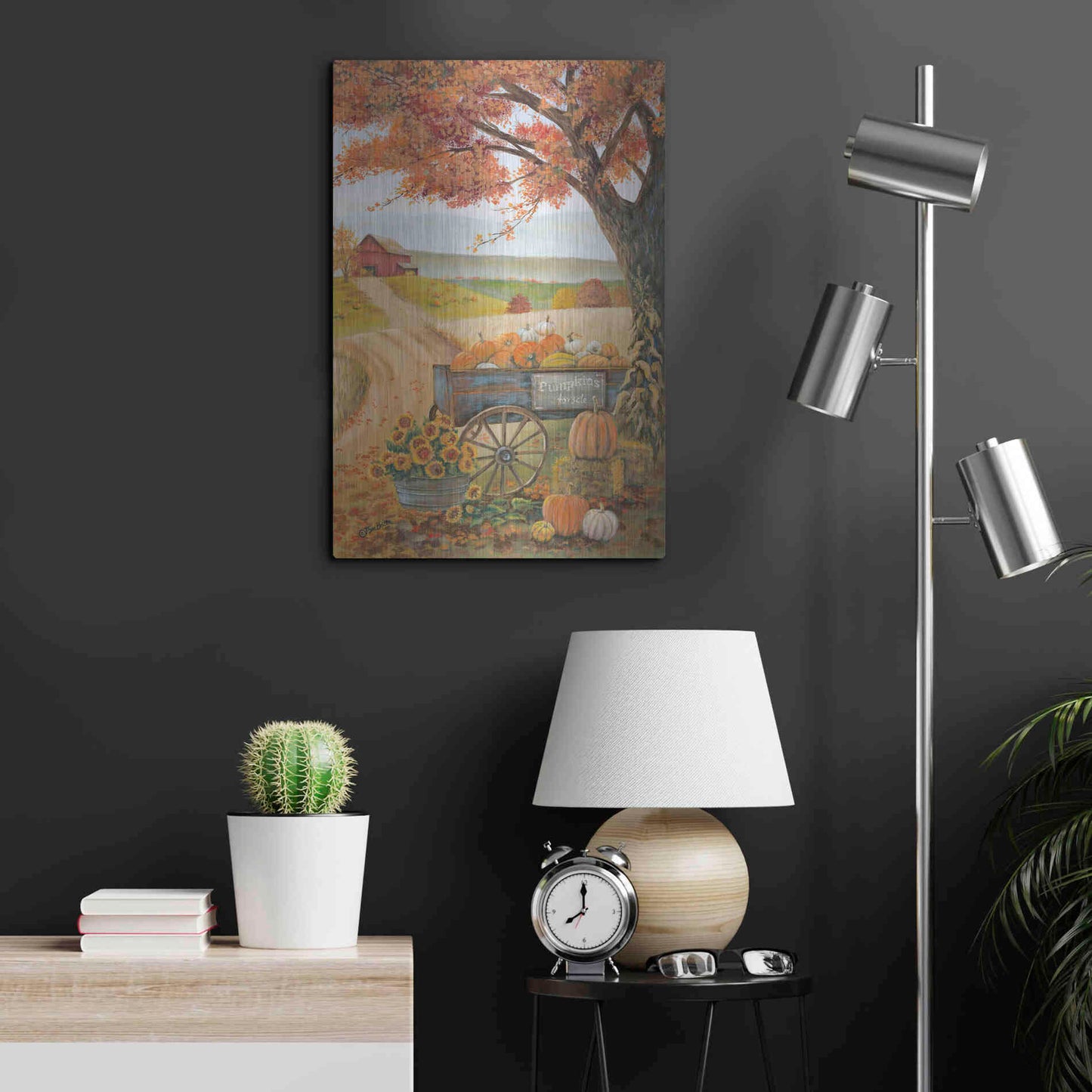 Luxe Metal Art 'Harvest Pumpkins' by Pam Britton, Metal Wall Art,16x24
