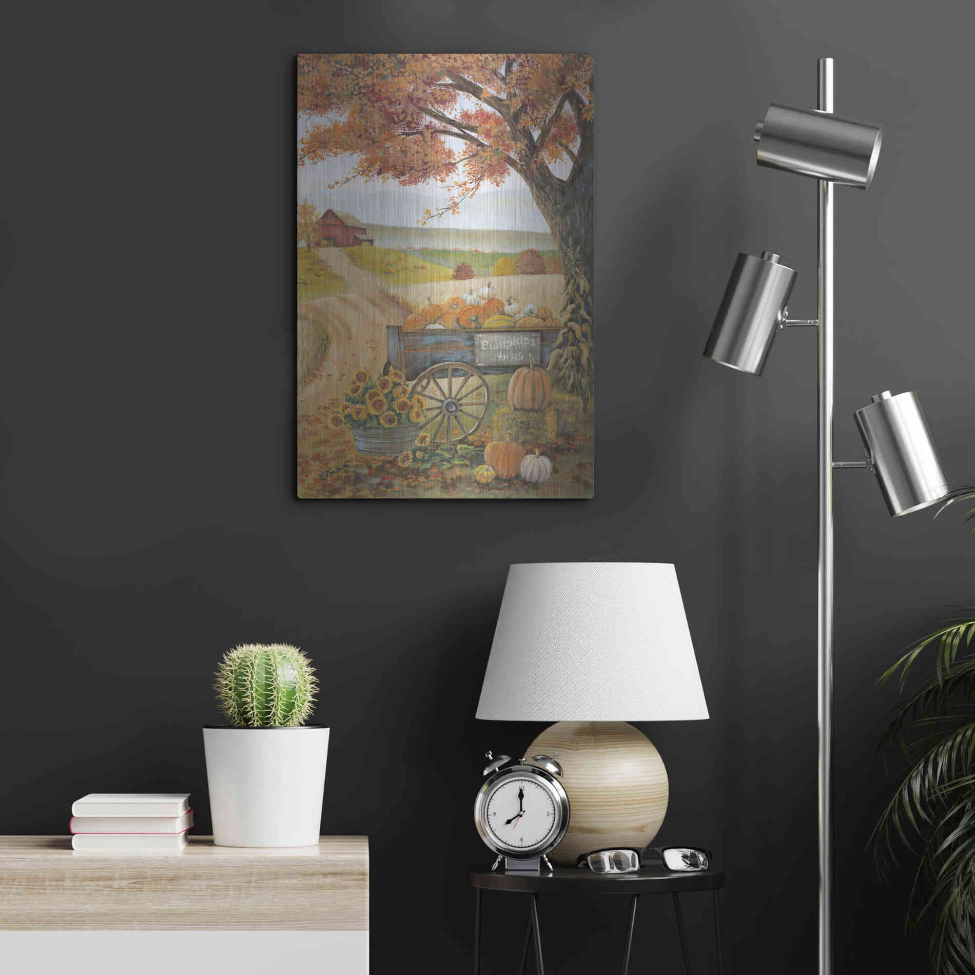 Luxe Metal Art 'Harvest Pumpkins' by Pam Britton, Metal Wall Art,16x24