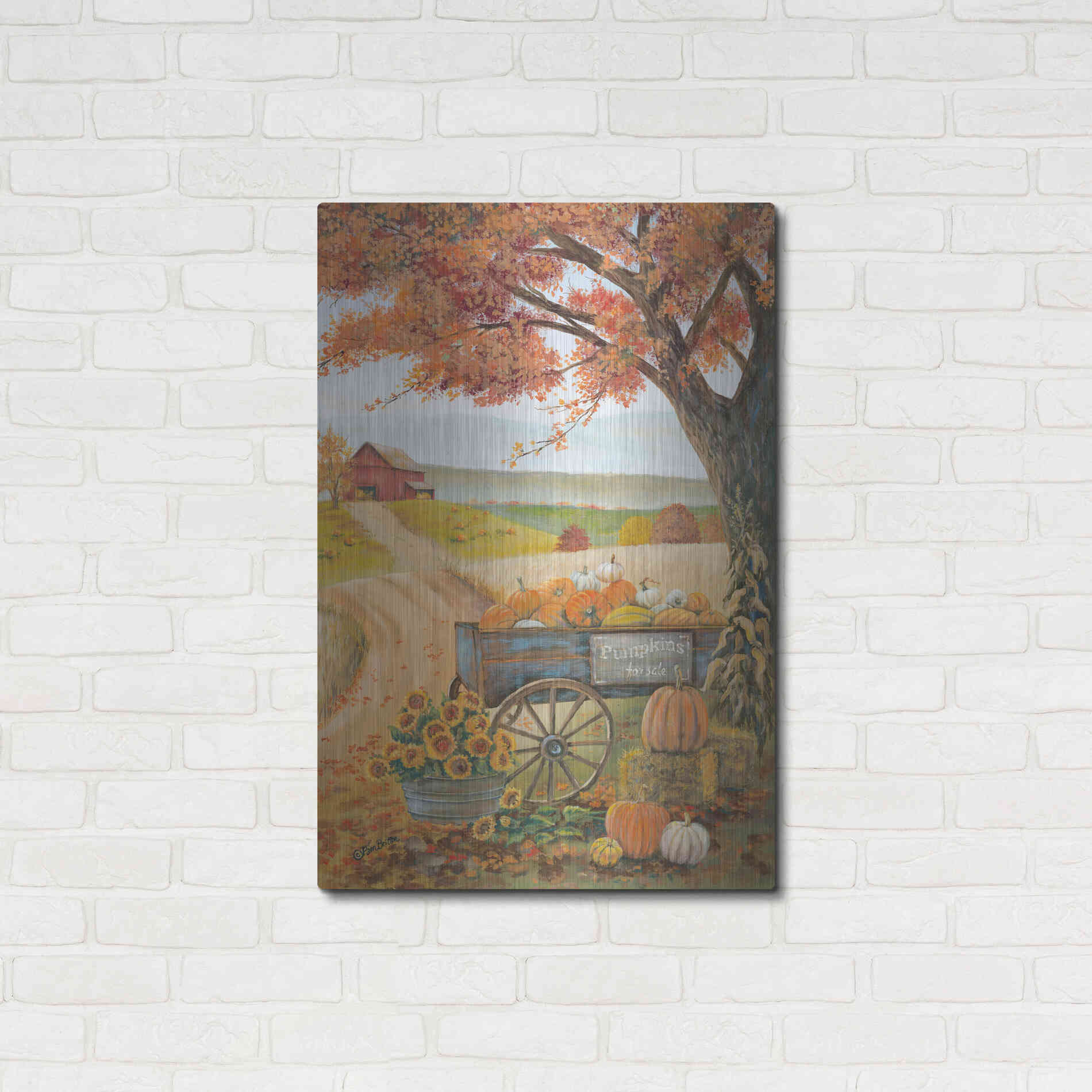 Luxe Metal Art 'Harvest Pumpkins' by Pam Britton, Metal Wall Art,24x36