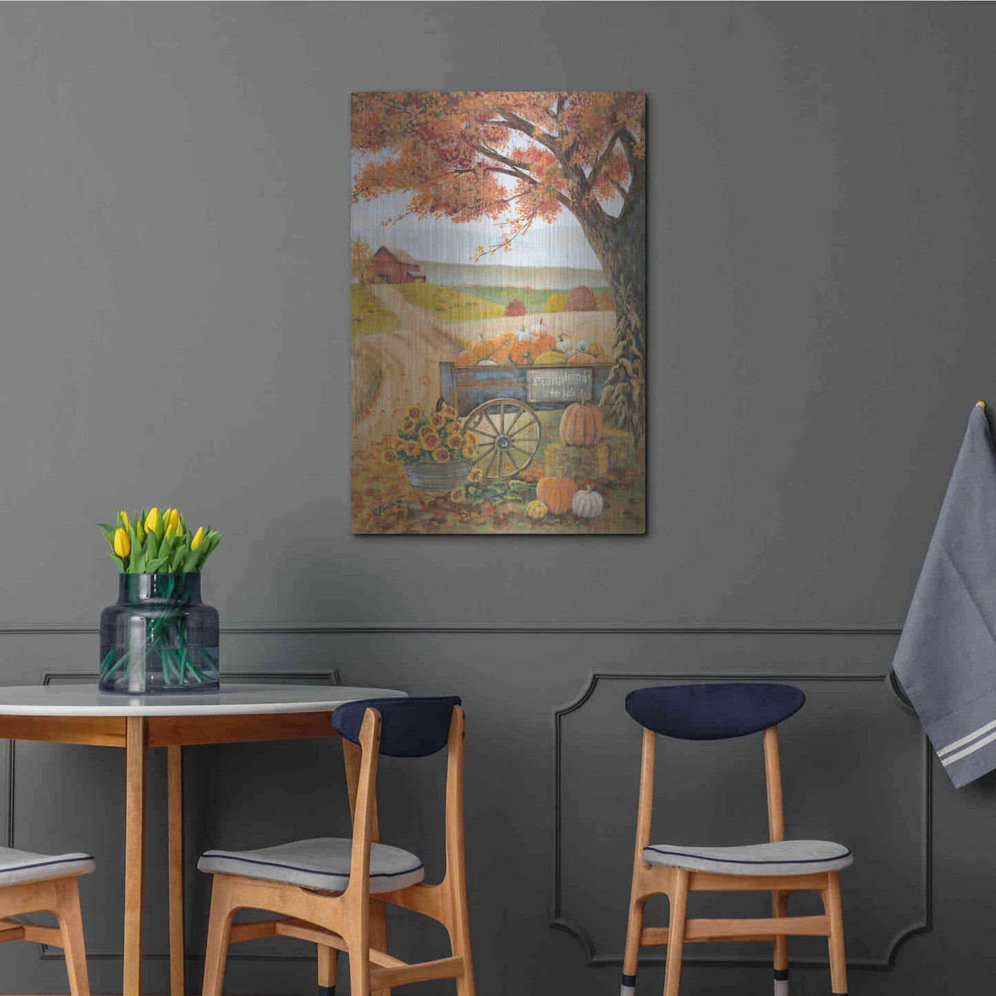 Luxe Metal Art 'Harvest Pumpkins' by Pam Britton, Metal Wall Art,24x36