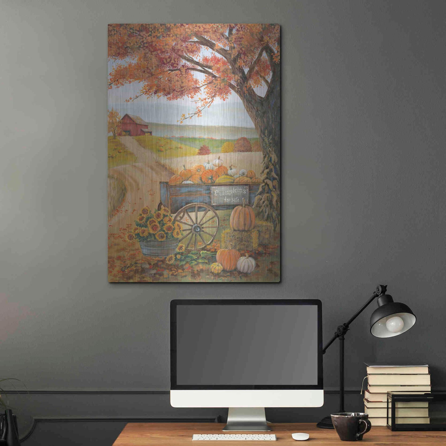 Luxe Metal Art 'Harvest Pumpkins' by Pam Britton, Metal Wall Art,24x36