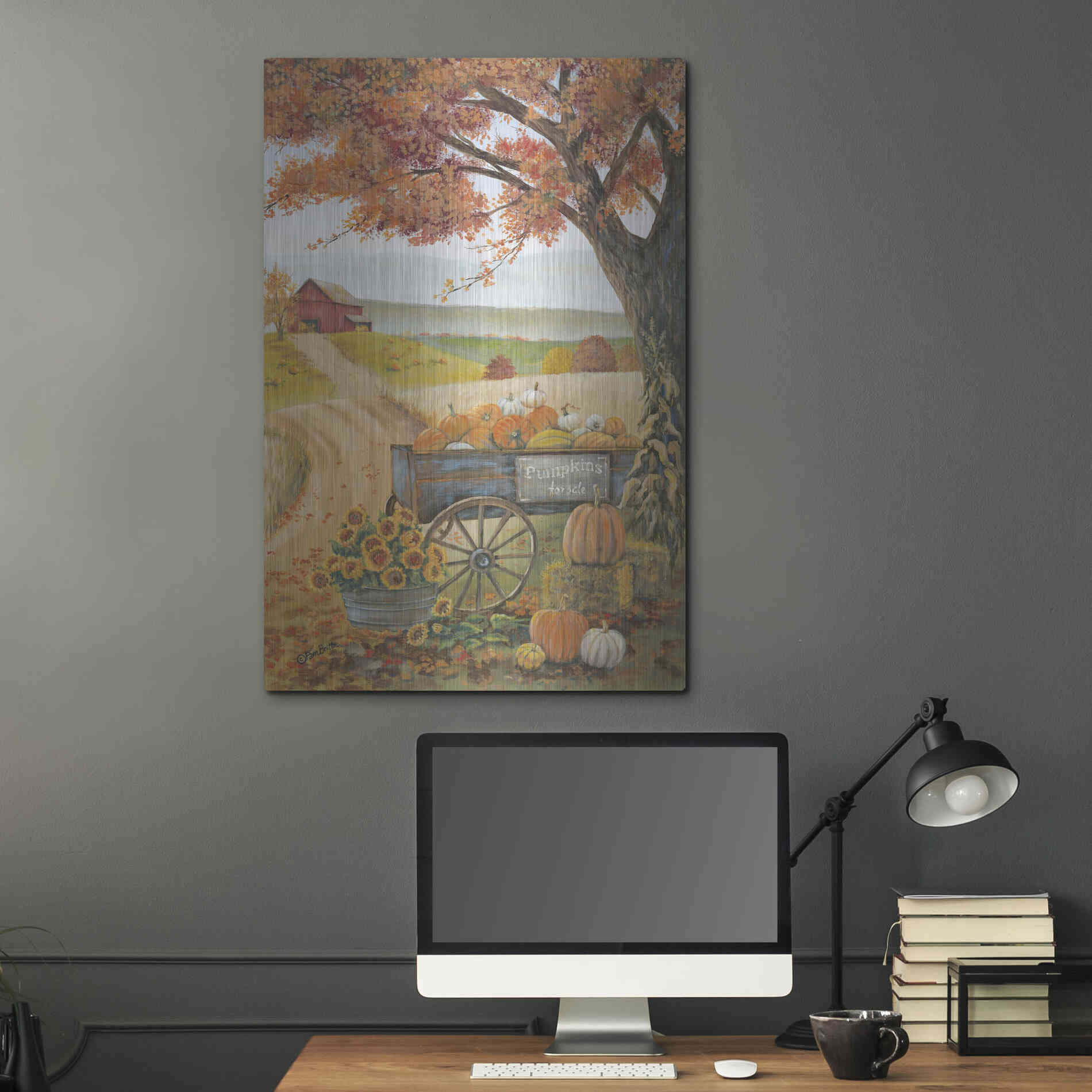 Luxe Metal Art 'Harvest Pumpkins' by Pam Britton, Metal Wall Art,24x36