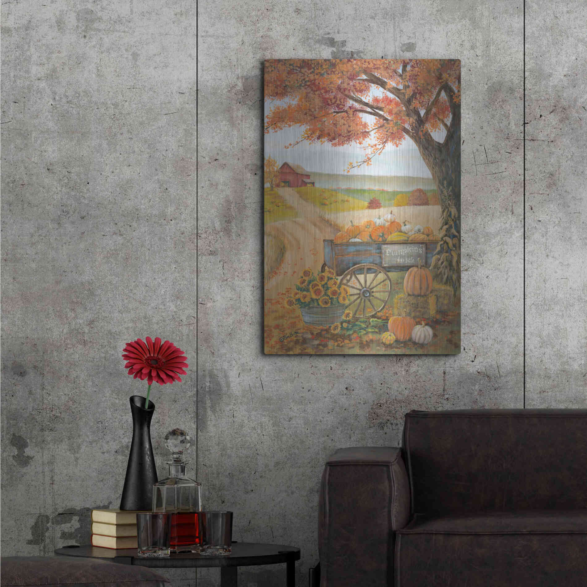 Luxe Metal Art 'Harvest Pumpkins' by Pam Britton, Metal Wall Art,24x36