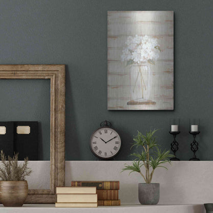 Luxe Metal Art 'Hydrangeas in Vase' by Pam Britton, Metal Wall Art,12x16
