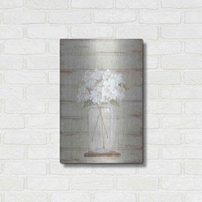 Luxe Metal Art 'Hydrangeas in Vase' by Pam Britton, Metal Wall Art,16x24