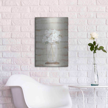 Luxe Metal Art 'Hydrangeas in Vase' by Pam Britton, Metal Wall Art,16x24