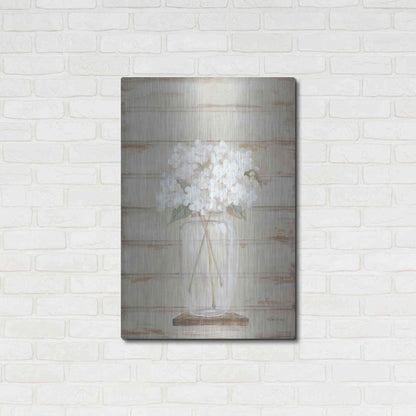Luxe Metal Art 'Hydrangeas in Vase' by Pam Britton, Metal Wall Art,24x36