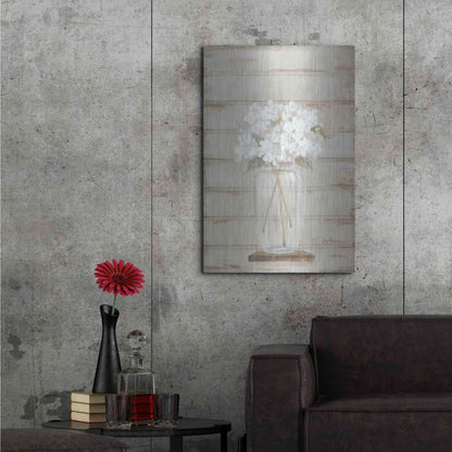 Luxe Metal Art 'Hydrangeas in Vase' by Pam Britton, Metal Wall Art,24x36