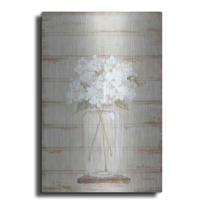 Luxe Metal Art 'Hydrangeas in Vase' by Pam Britton, Metal Wall Art