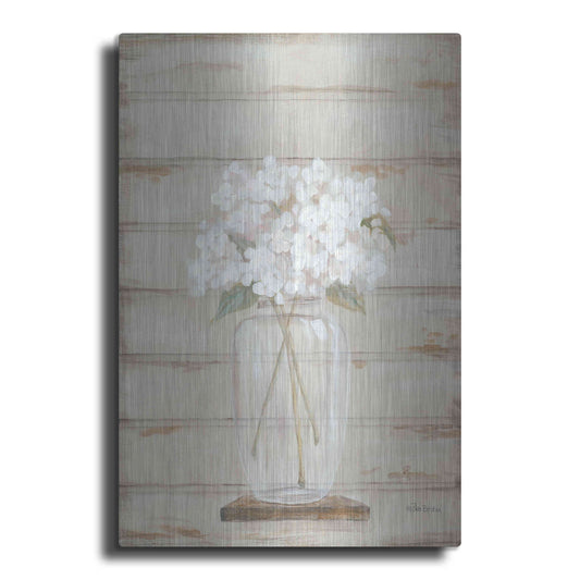 Luxe Metal Art 'Hydrangeas in Vase' by Pam Britton, Metal Wall Art