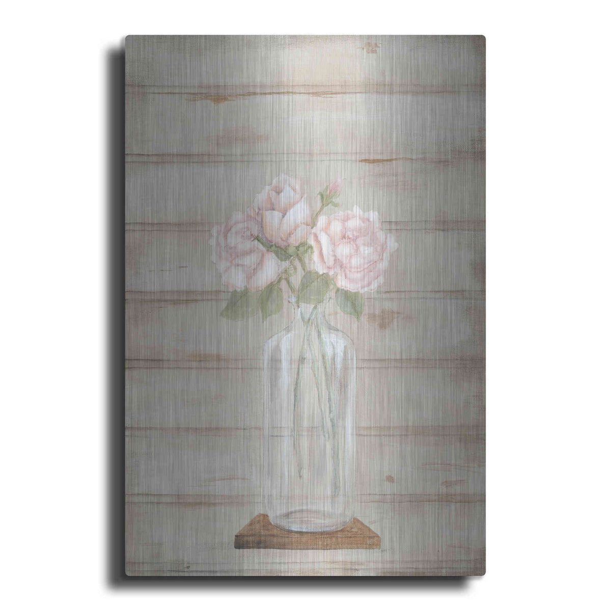 Luxe Metal Art 'Roses in Glass Vase' by Pam Britton, Metal Wall Art