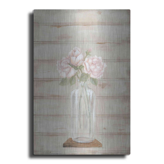 Luxe Metal Art 'Roses in Glass Vase' by Pam Britton, Metal Wall Art