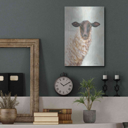 Luxe Metal Art 'Farm Sheep' by Pam Britton, Metal Wall Art,12x16