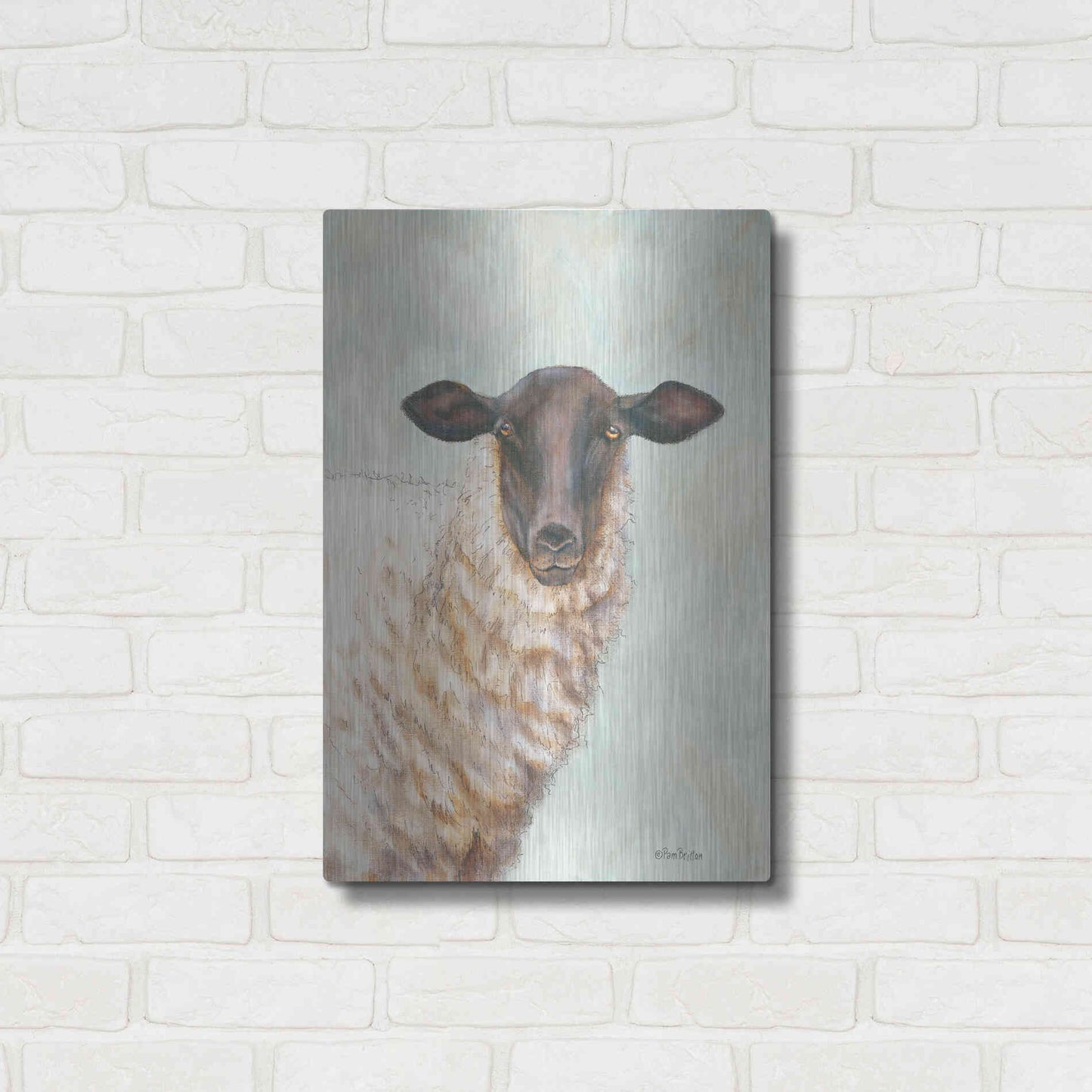 Luxe Metal Art 'Farm Sheep' by Pam Britton, Metal Wall Art,16x24