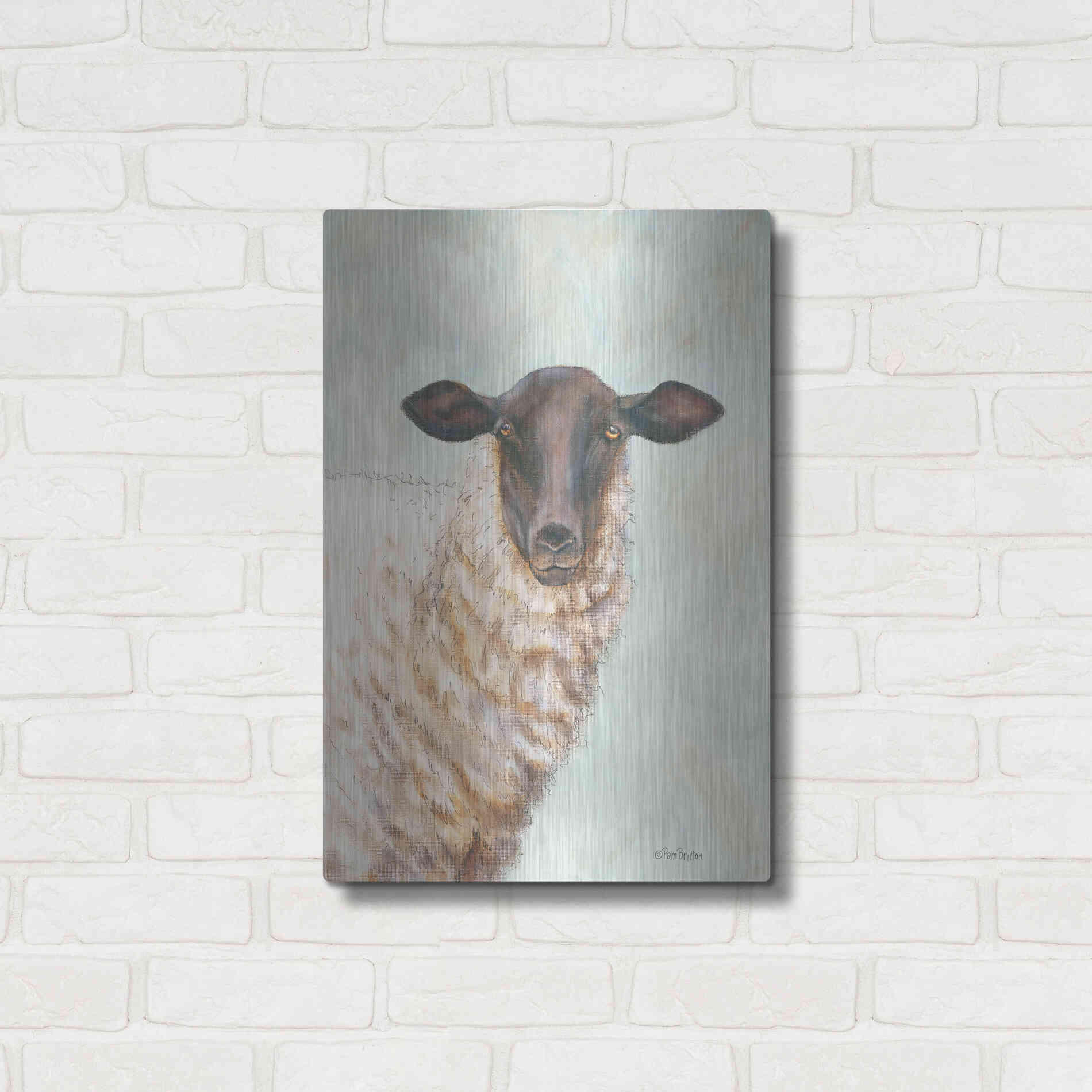 Luxe Metal Art 'Farm Sheep' by Pam Britton, Metal Wall Art,16x24