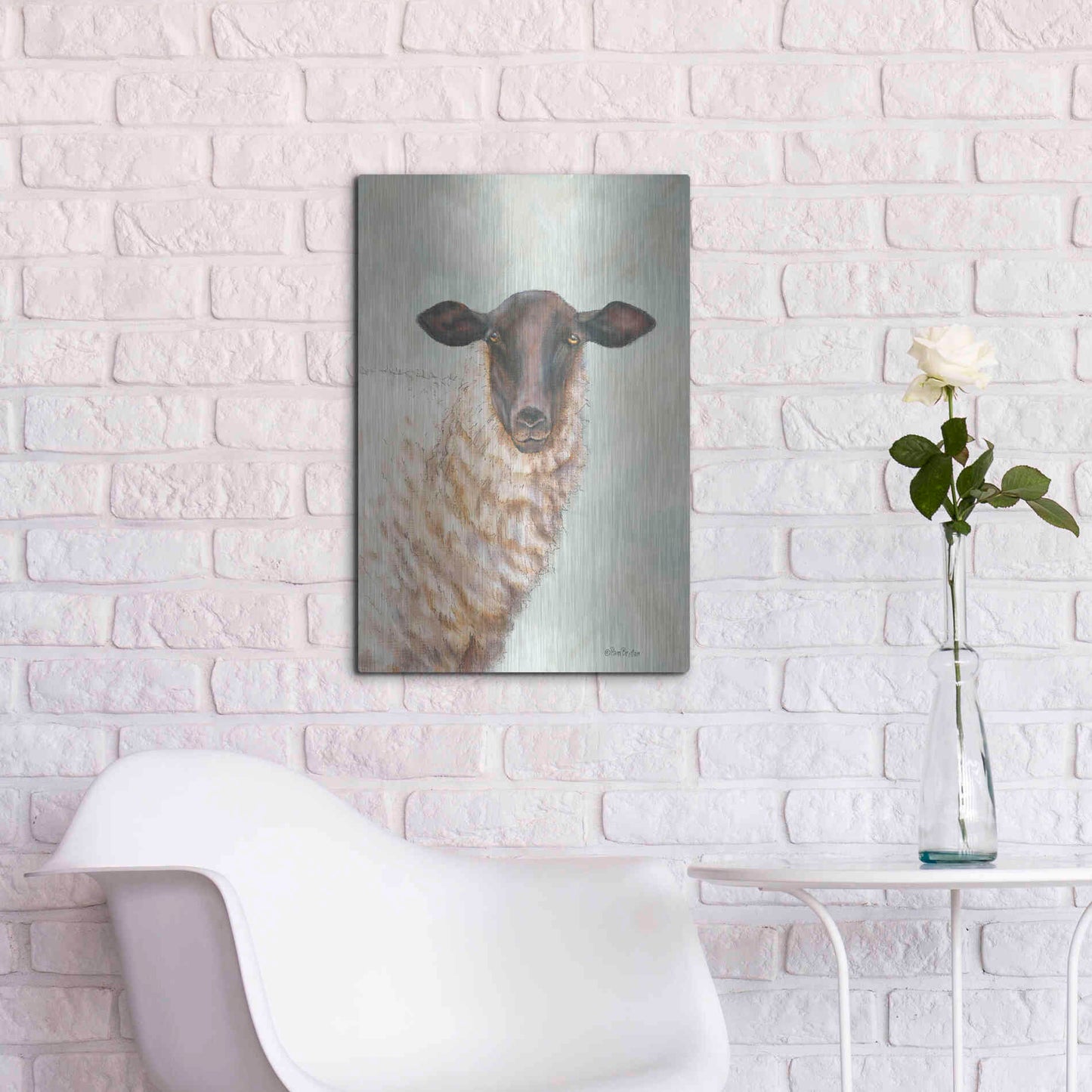 Luxe Metal Art 'Farm Sheep' by Pam Britton, Metal Wall Art,16x24