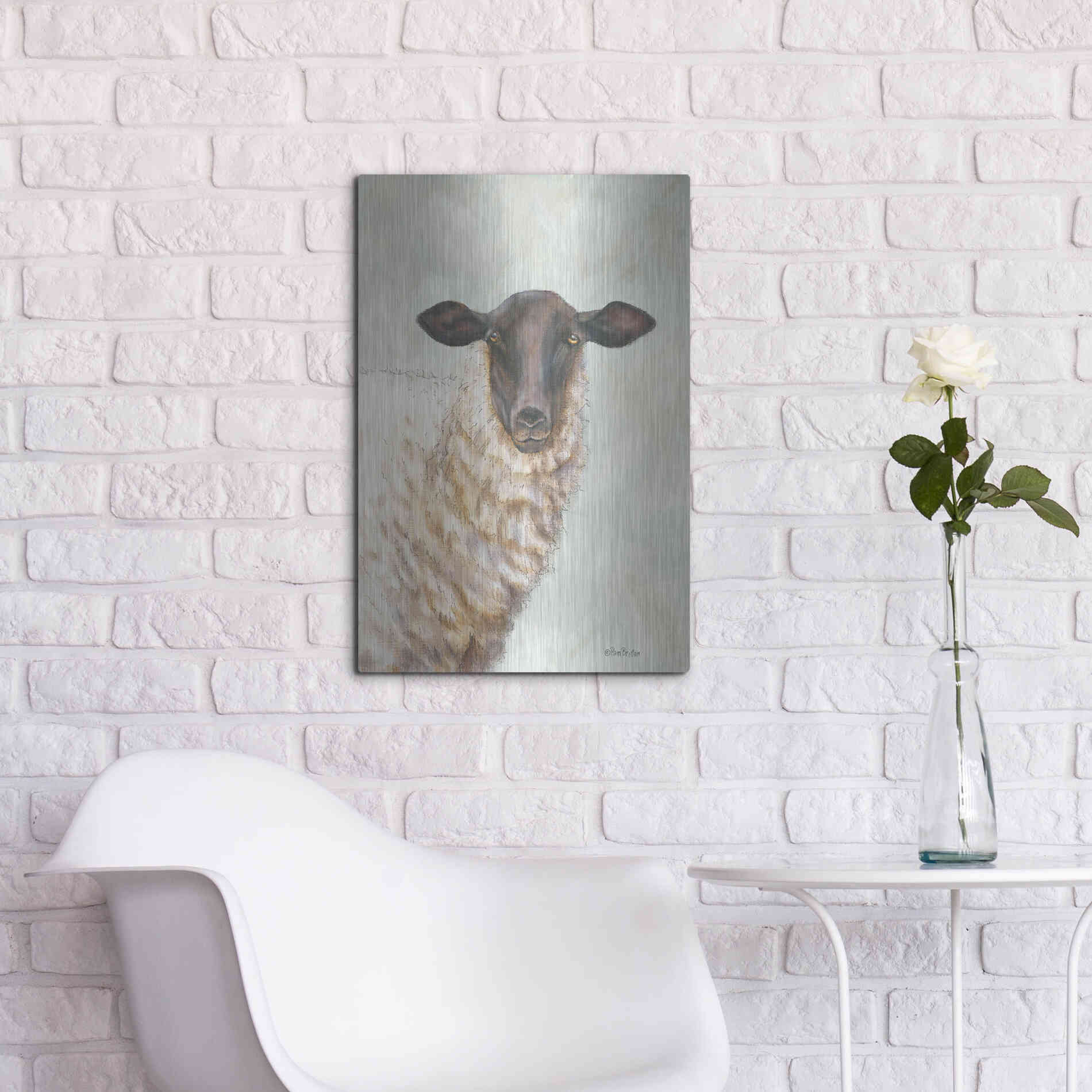 Luxe Metal Art 'Farm Sheep' by Pam Britton, Metal Wall Art,16x24