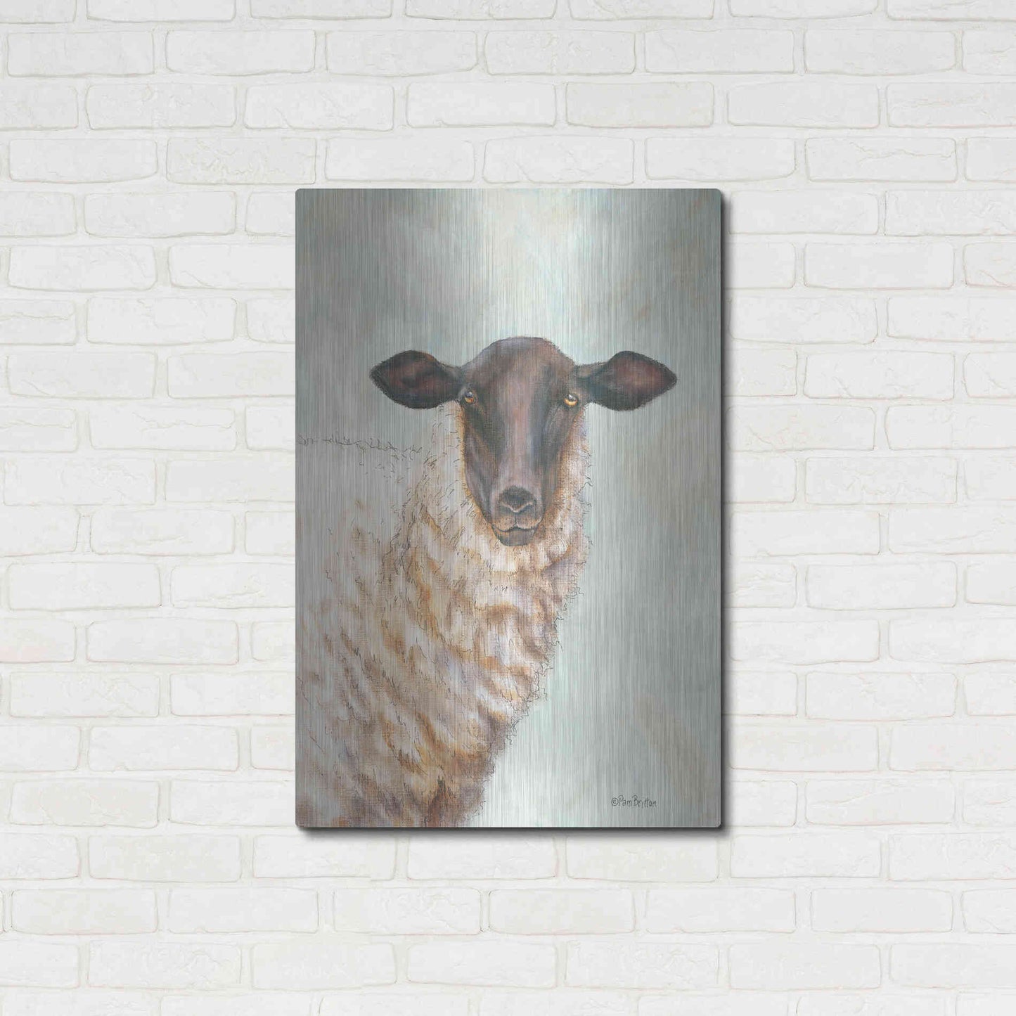 Luxe Metal Art 'Farm Sheep' by Pam Britton, Metal Wall Art,24x36