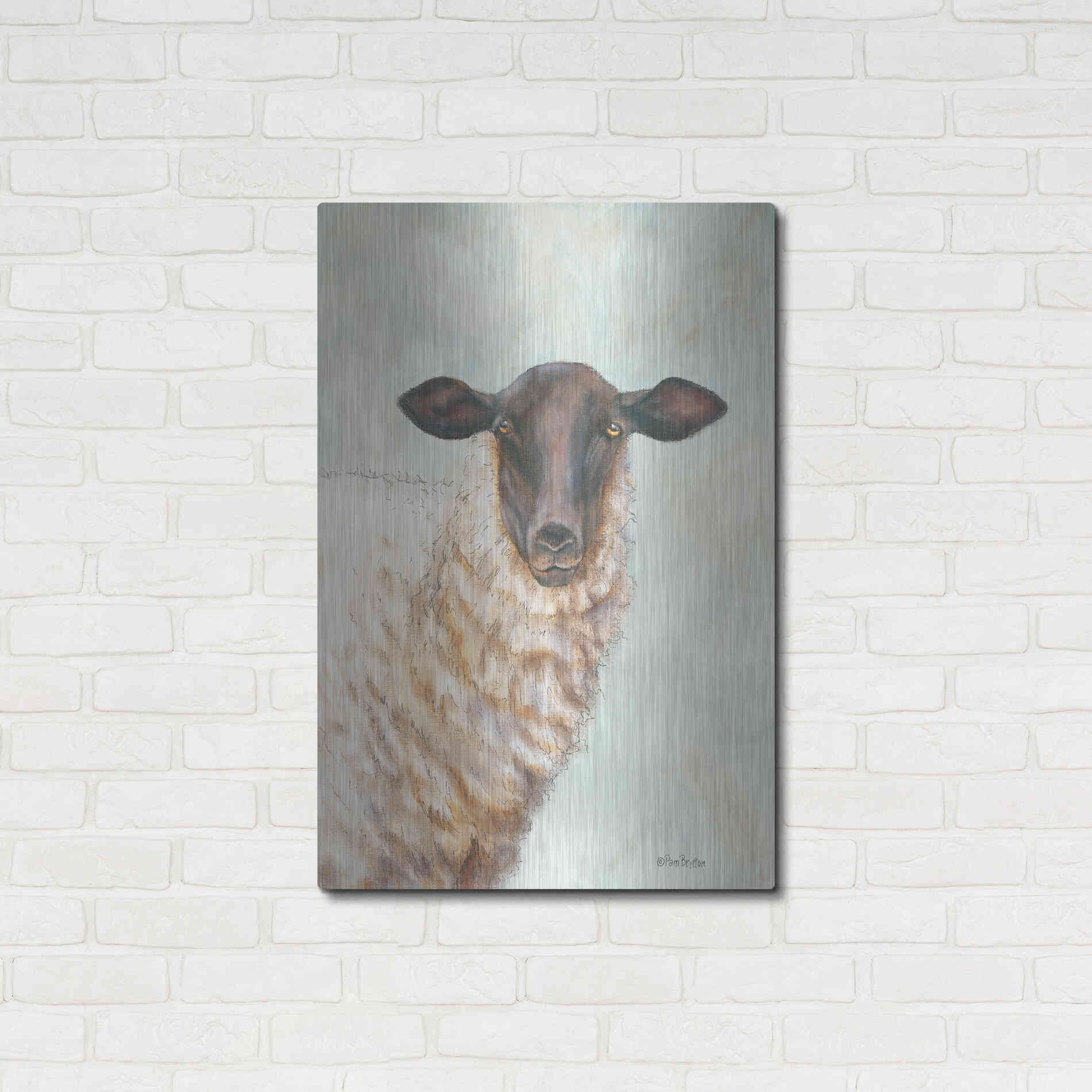 Luxe Metal Art 'Farm Sheep' by Pam Britton, Metal Wall Art,24x36