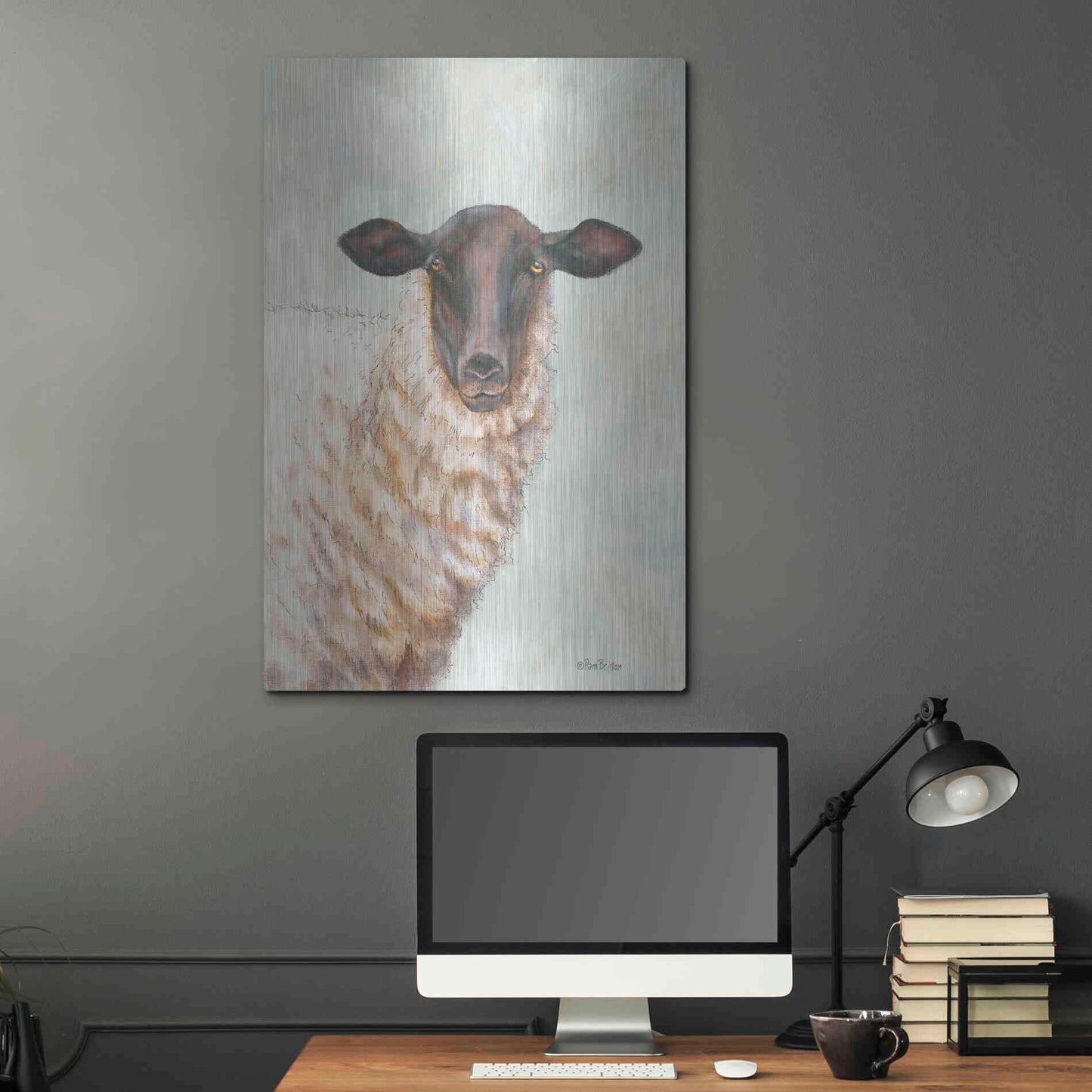 Luxe Metal Art 'Farm Sheep' by Pam Britton, Metal Wall Art,24x36