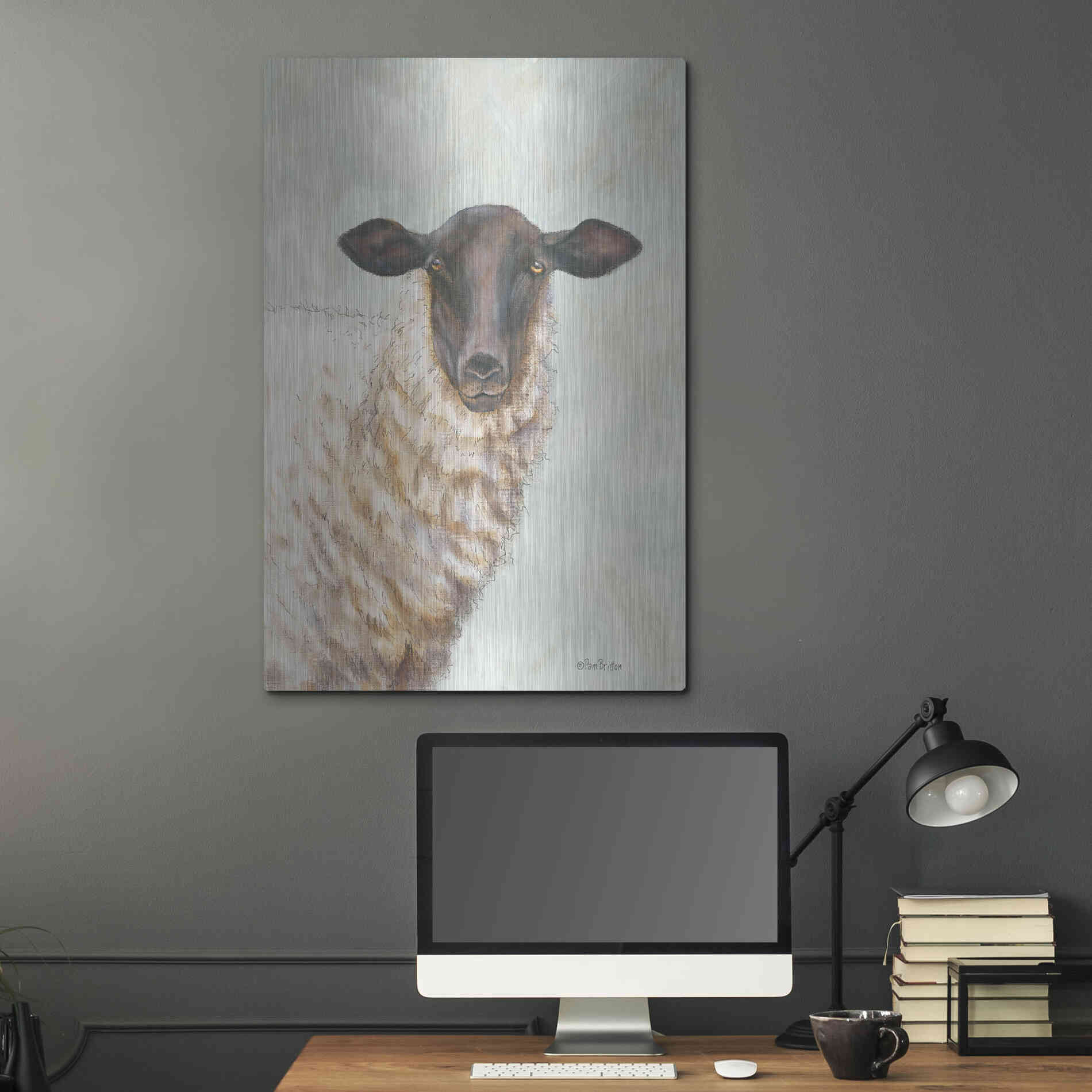 Luxe Metal Art 'Farm Sheep' by Pam Britton, Metal Wall Art,24x36