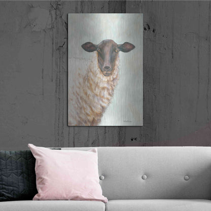 Luxe Metal Art 'Farm Sheep' by Pam Britton, Metal Wall Art,24x36