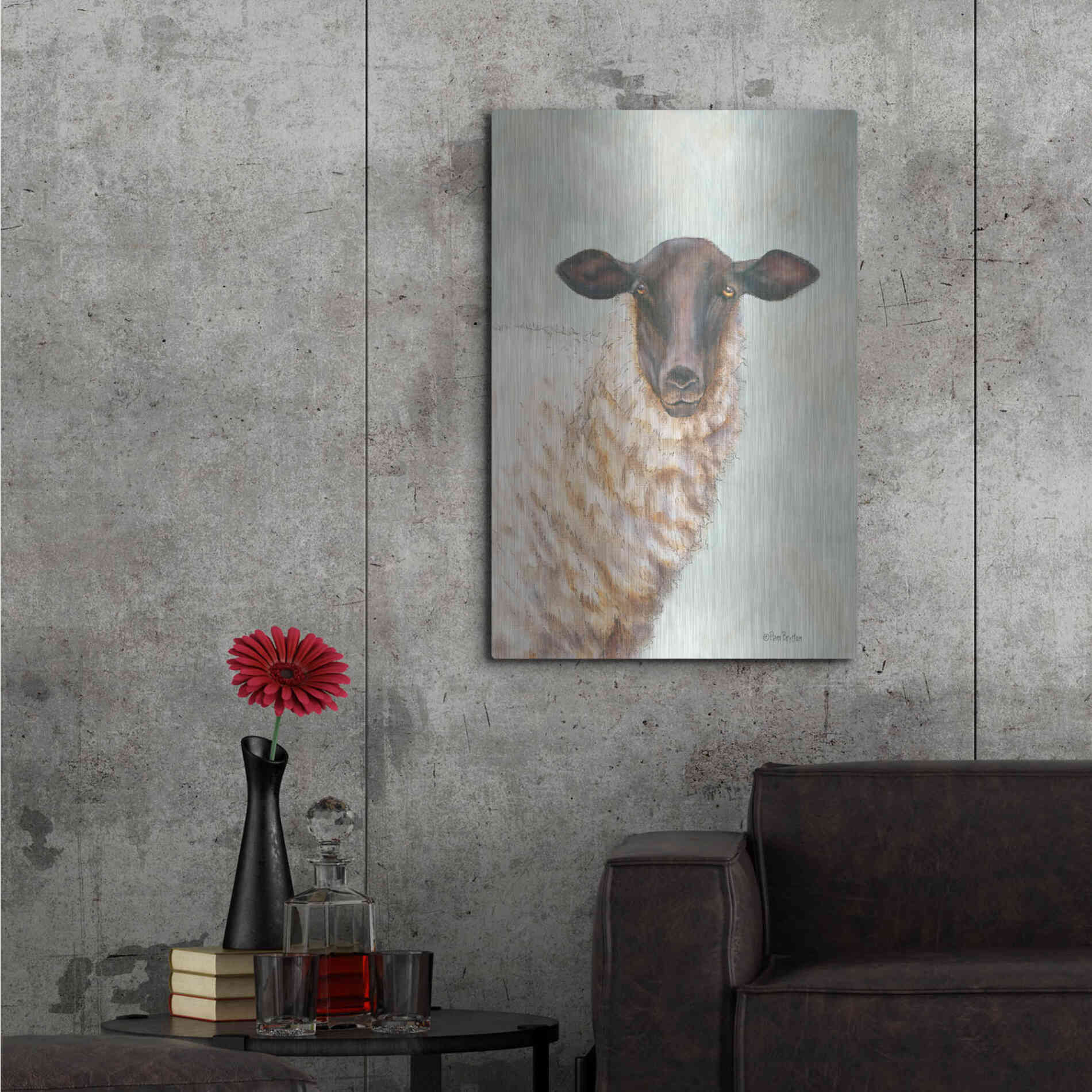 Luxe Metal Art 'Farm Sheep' by Pam Britton, Metal Wall Art,24x36