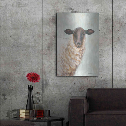 Luxe Metal Art 'Farm Sheep' by Pam Britton, Metal Wall Art,24x36