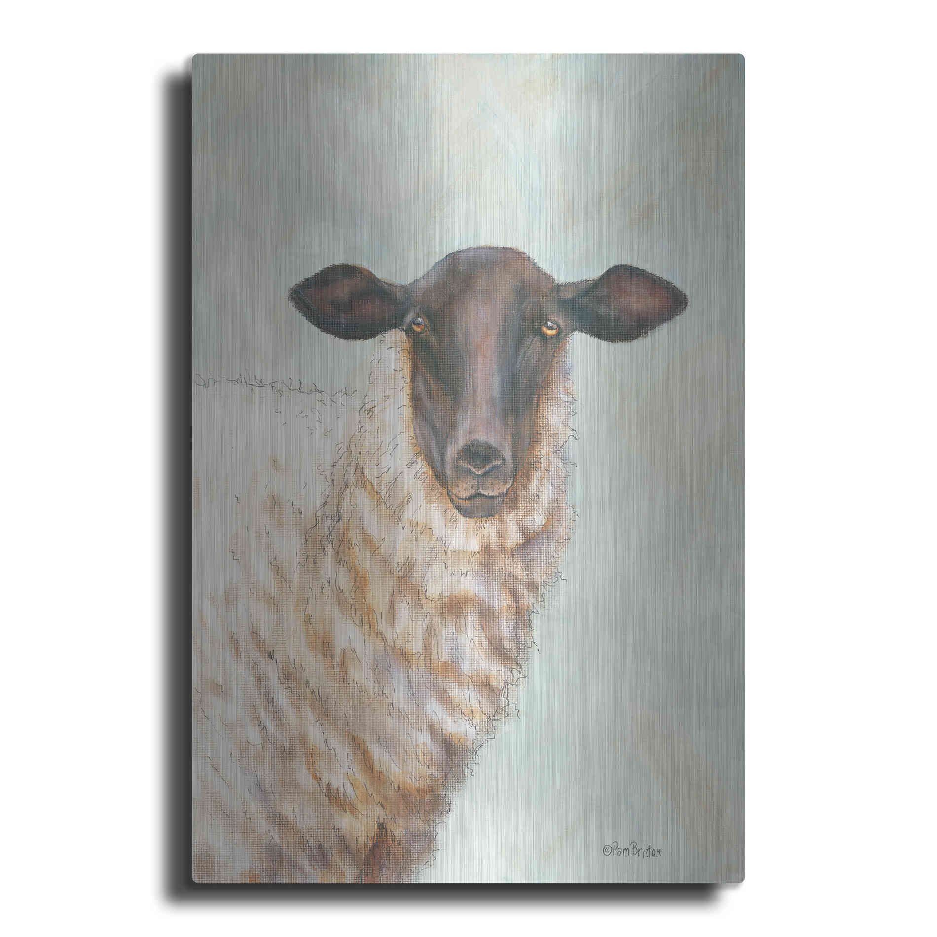 Luxe Metal Art 'Farm Sheep' by Pam Britton, Metal Wall Art