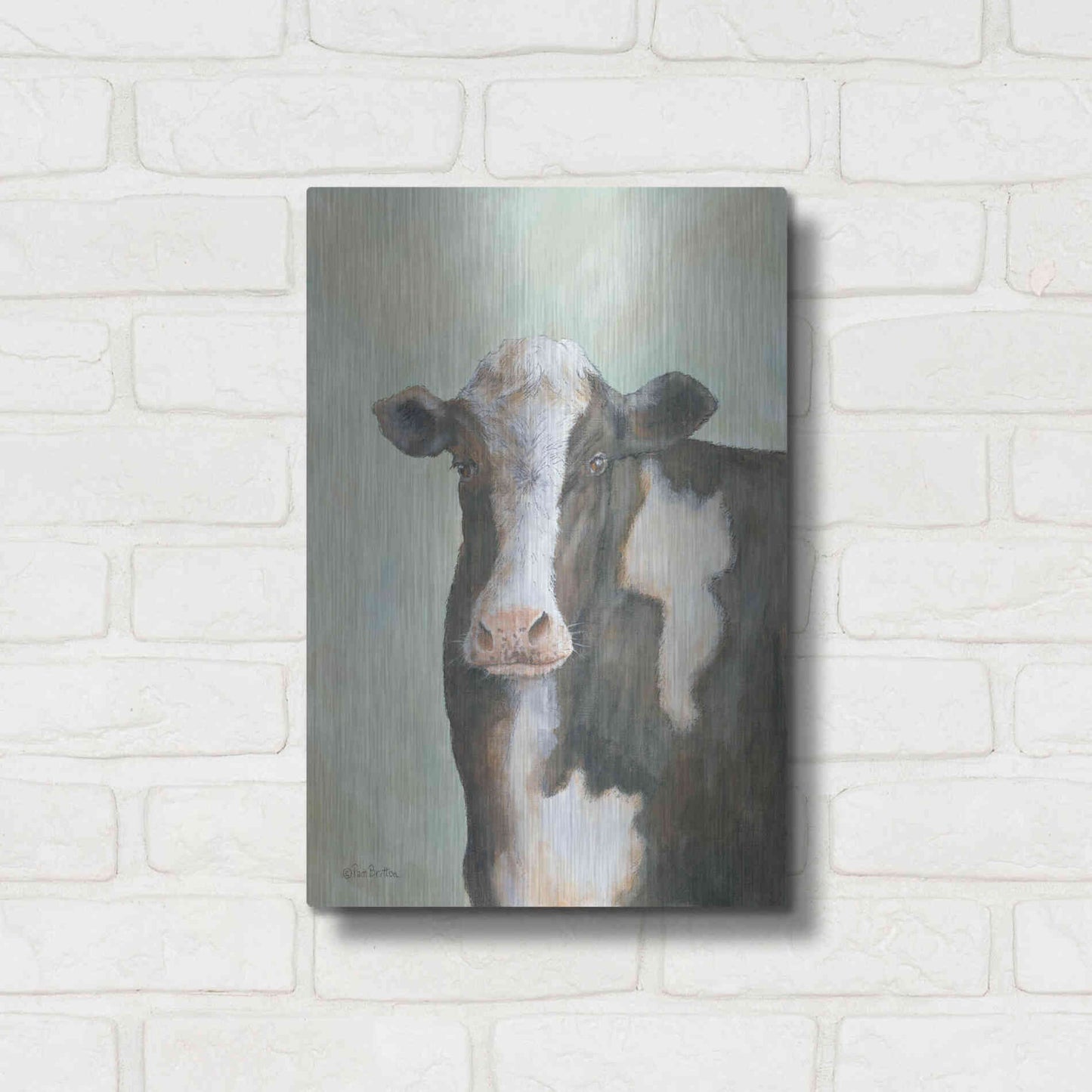 Luxe Metal Art 'Farm Cow' by Pam Britton, Metal Wall Art,12x16