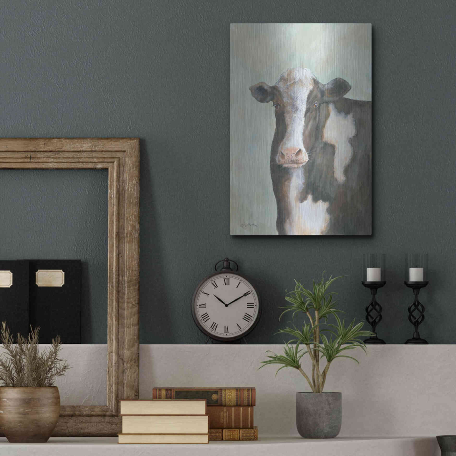 Luxe Metal Art 'Farm Cow' by Pam Britton, Metal Wall Art,12x16