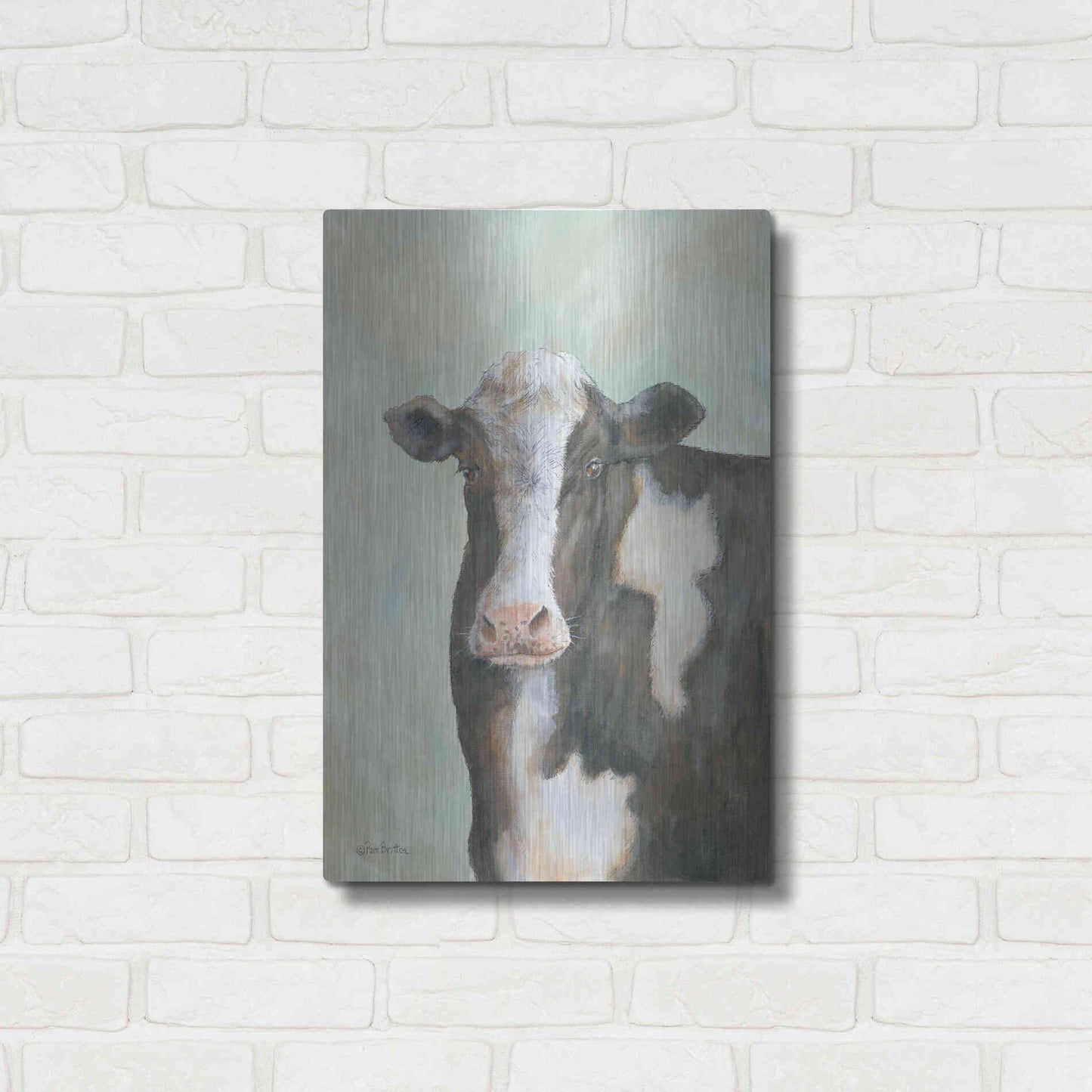 Luxe Metal Art 'Farm Cow' by Pam Britton, Metal Wall Art,16x24