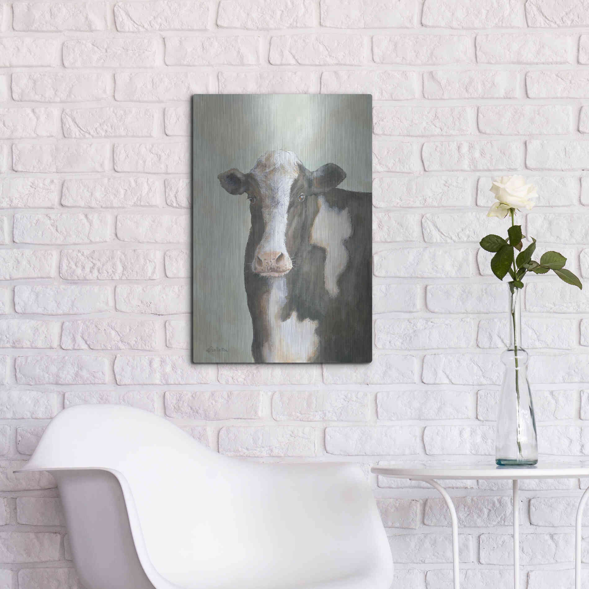 Luxe Metal Art 'Farm Cow' by Pam Britton, Metal Wall Art,16x24